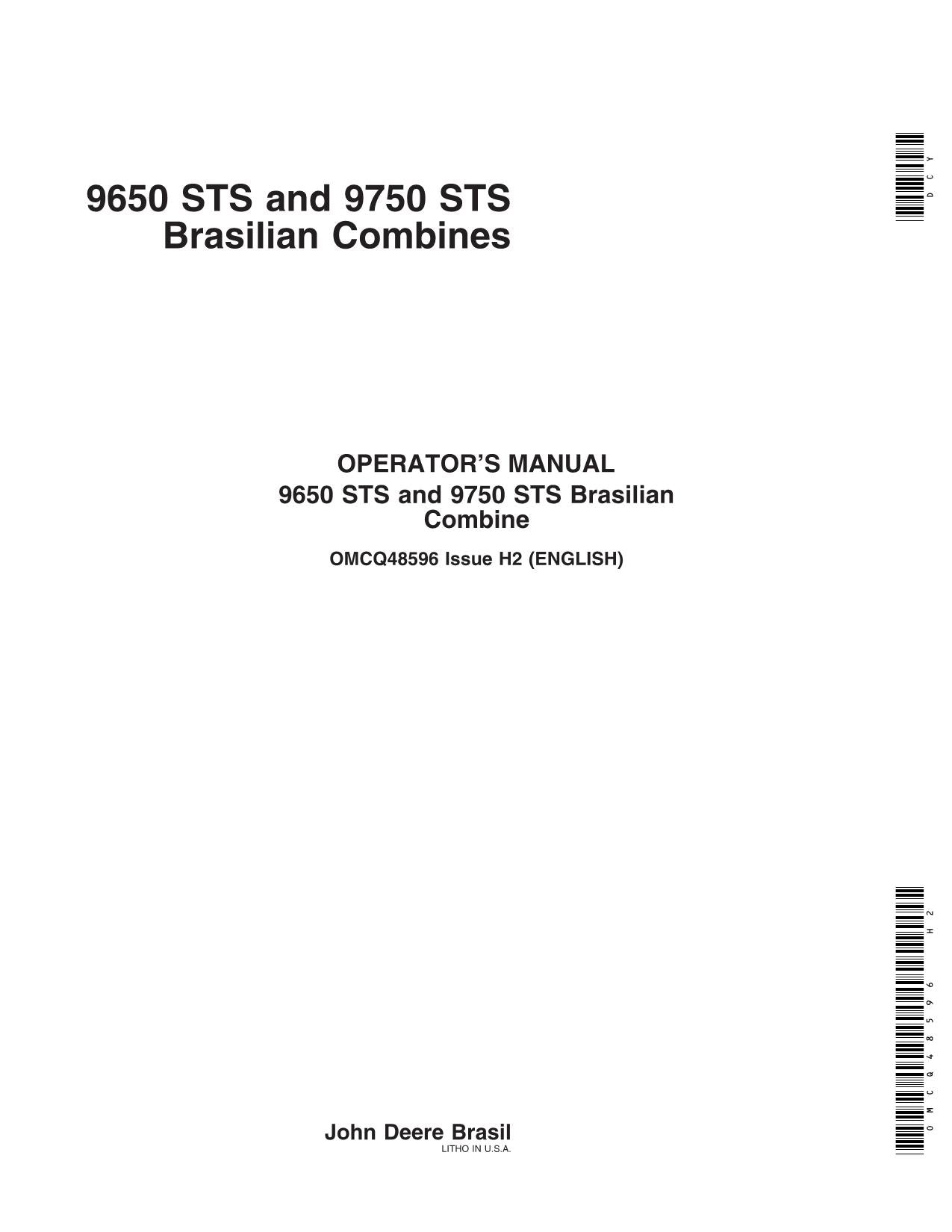 JOHN DEERE 9650 STS 9750 STS COMBINE OPERATOR MANUAL #2