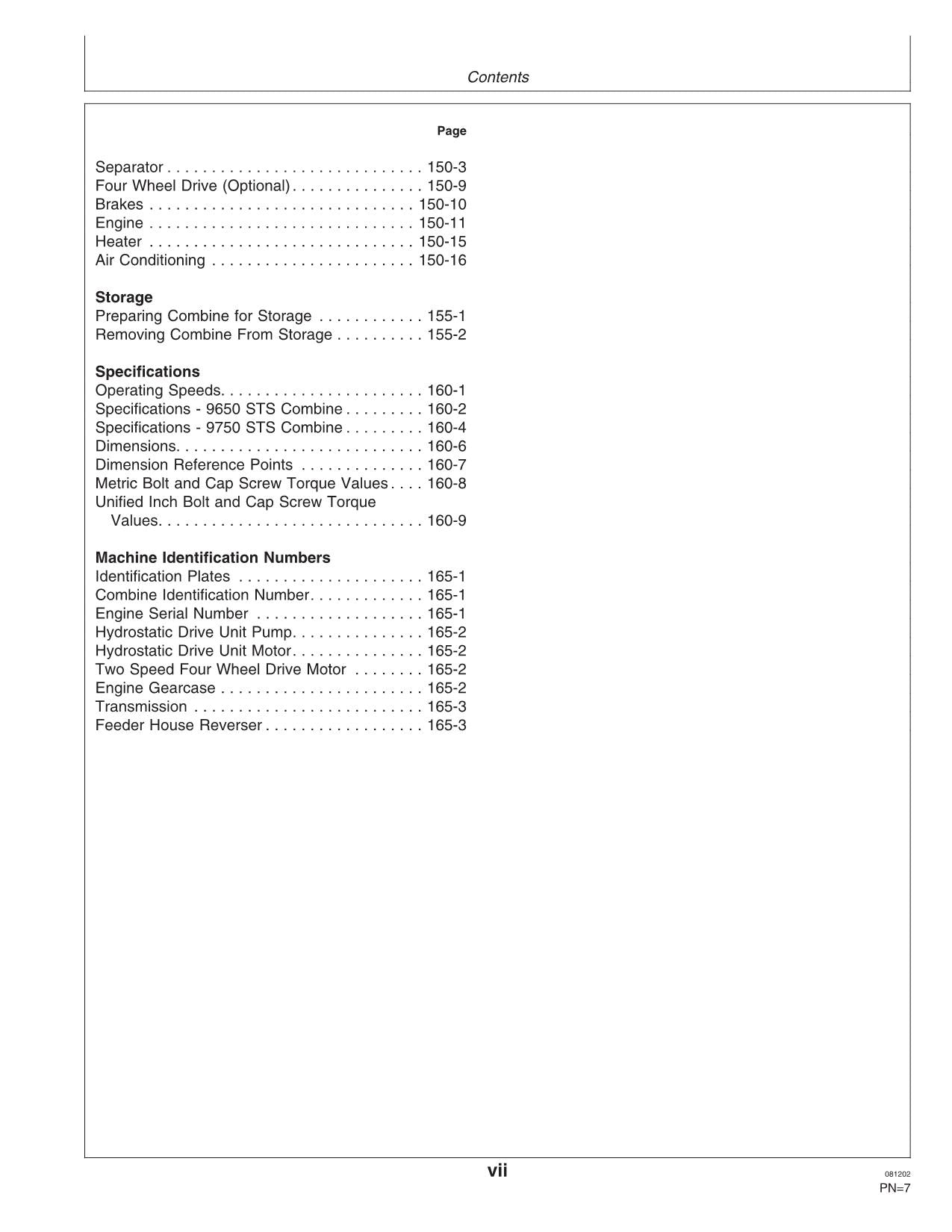 JOHN DEERE 9650 STS 9750 STS COMBINE OPERATOR MANUAL #2