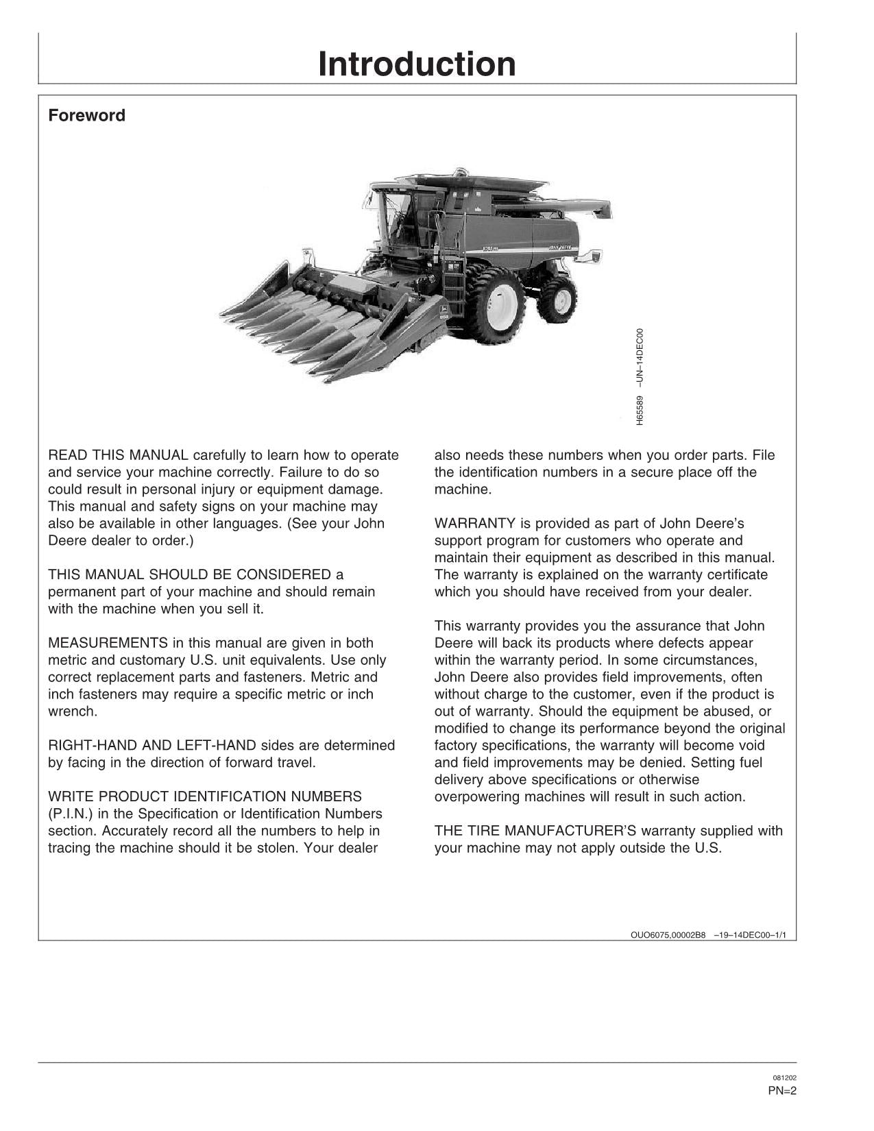 JOHN DEERE 9650 STS 9750 STS COMBINE OPERATOR MANUAL #2