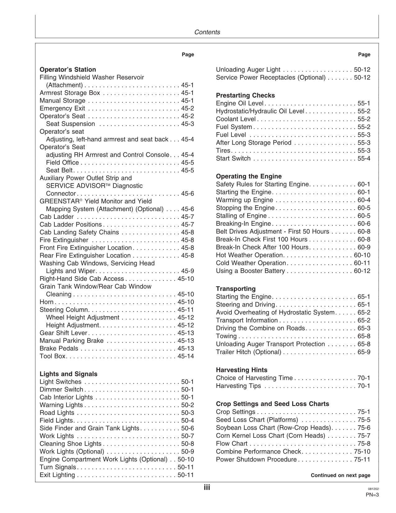 JOHN DEERE 9650 STS 9750 STS COMBINE OPERATOR MANUAL #2