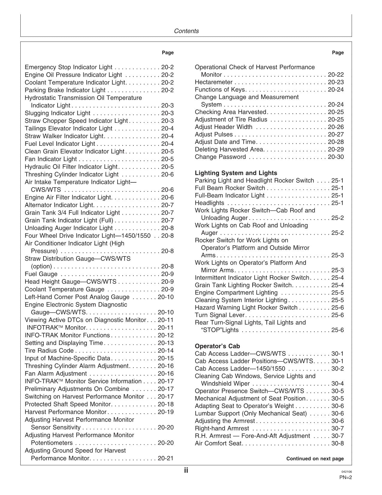 JOHN DEERE 1550 WTS 1450 CWS 1550 1450 WTS 1450 1550 COMBINE OPERATOR MANUAL