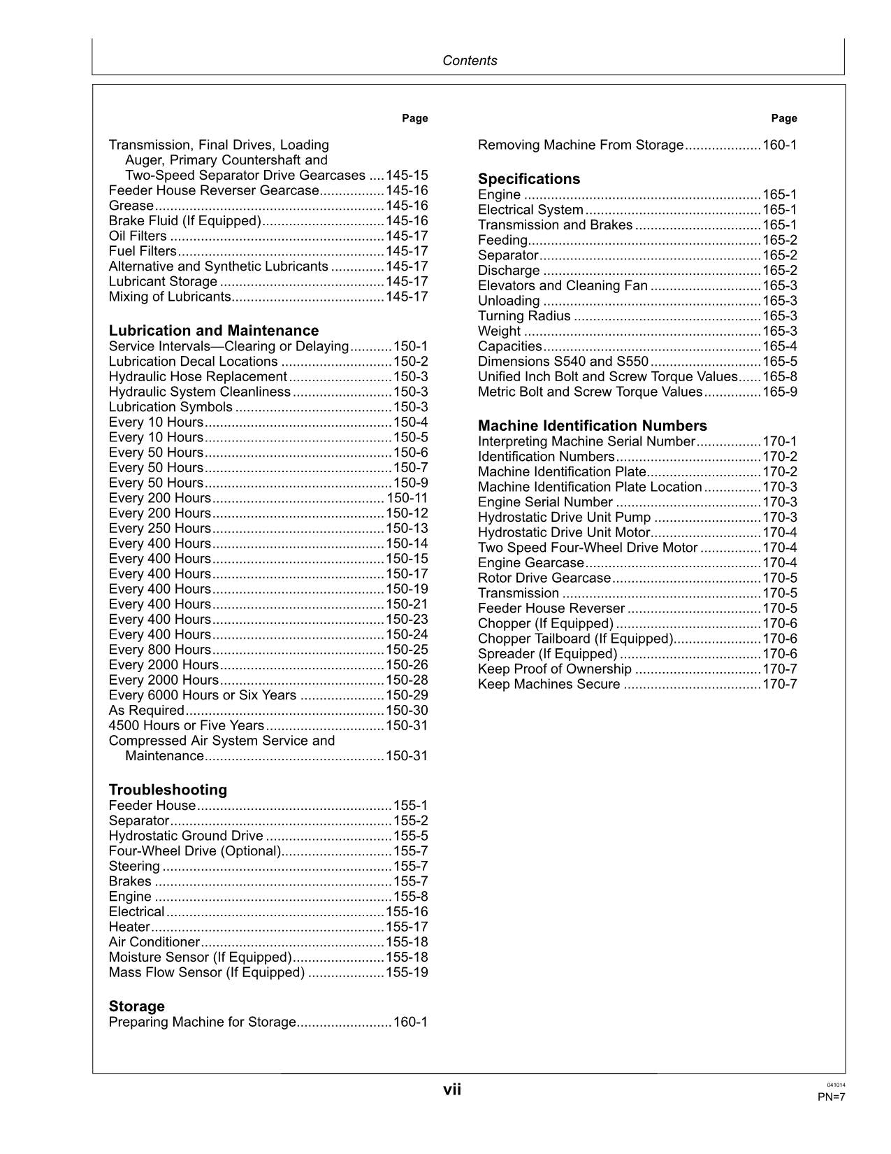 JOHN DEERE S550 S540 MÄHDRESCHER-BETRIEBSHANDBUCH