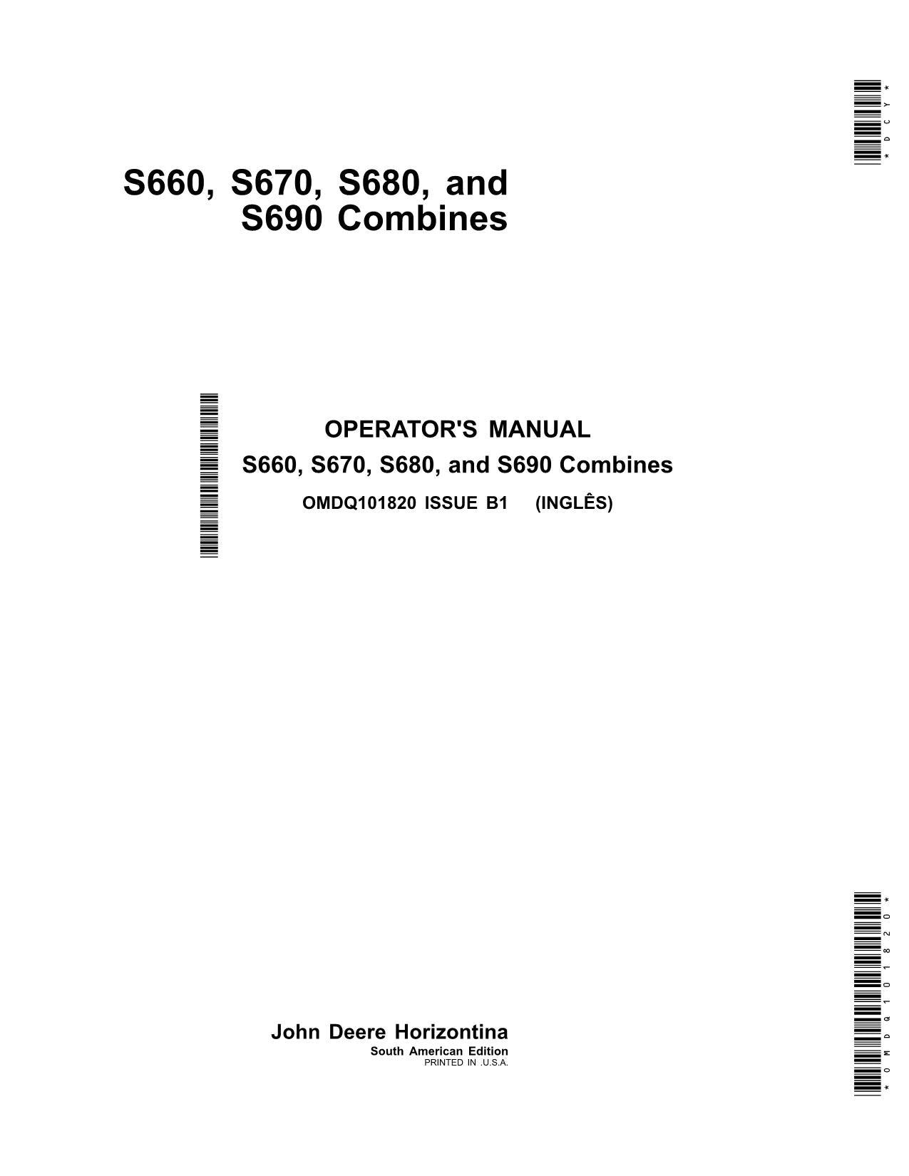 MANUEL D'UTILISATION DE LA MOISSONNEUSE-BATTEUSE JOHN DEERE S660 S670 S680 S690 #2