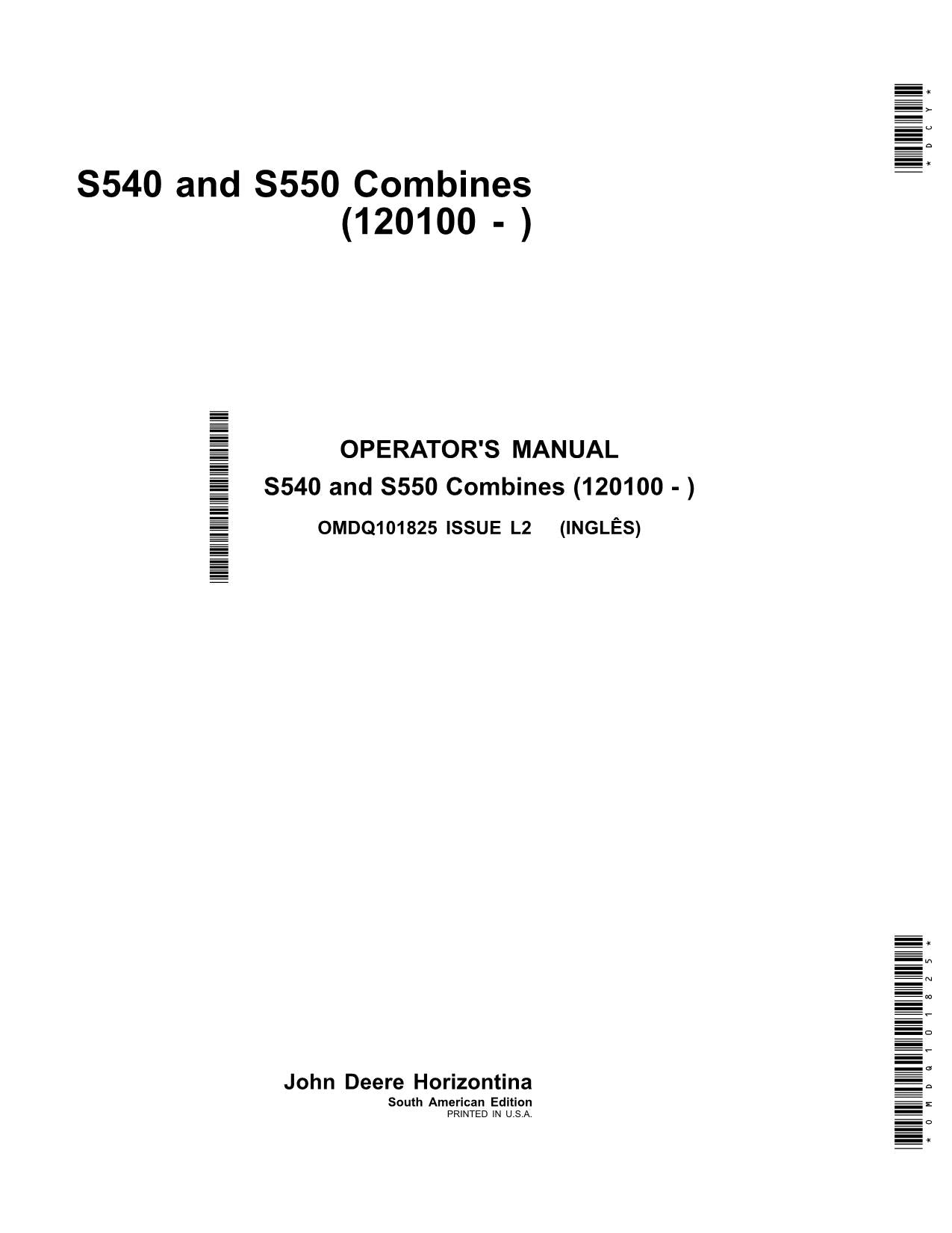 JOHN DEERE S540 S550 MÄHDRESCHER-BETRIEBSHANDBUCH