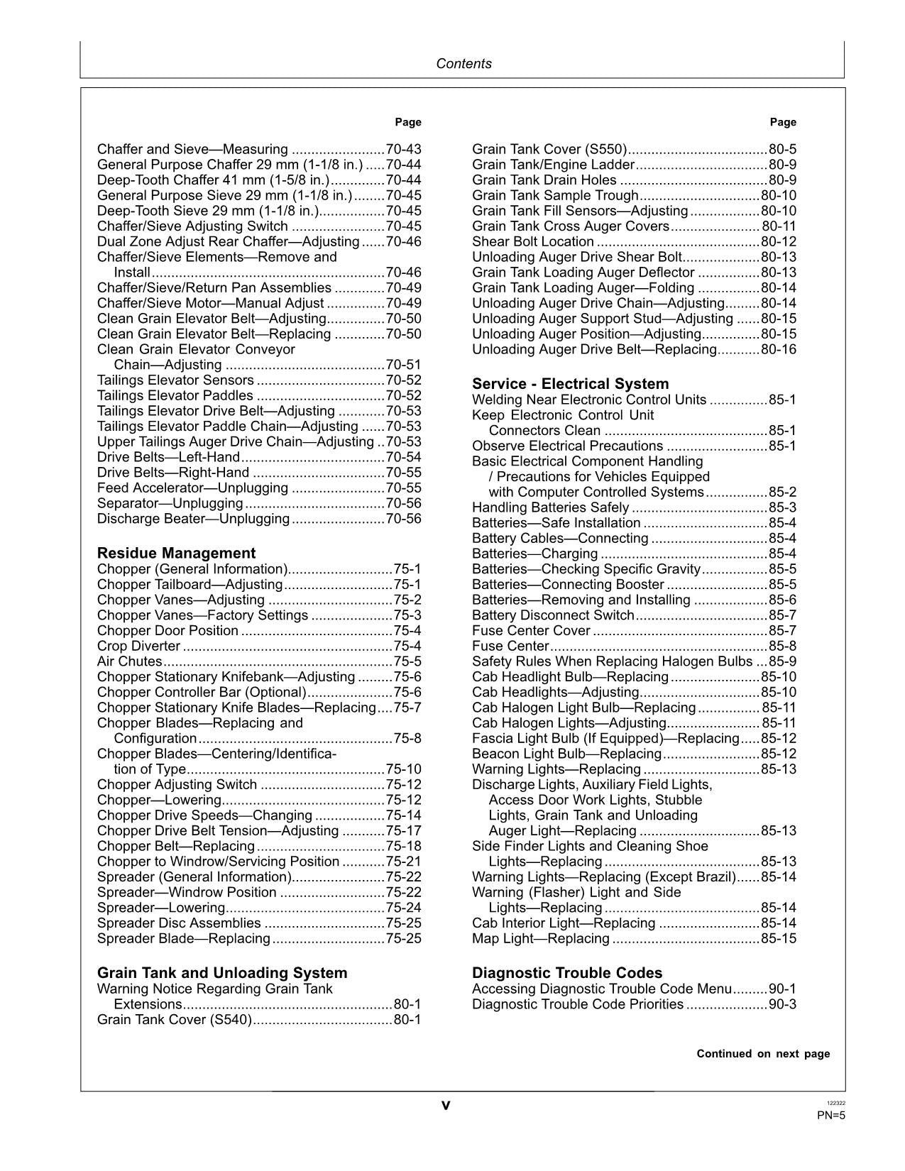 JOHN DEERE S540 S550 MÄHDRESCHER-BETRIEBSHANDBUCH