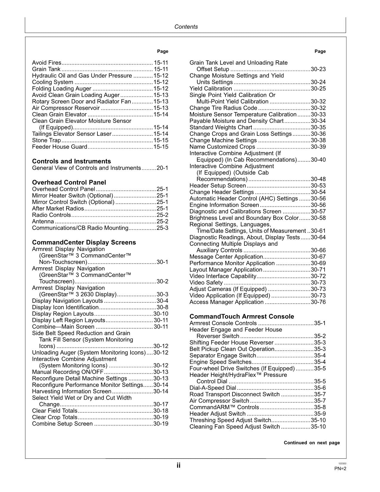 JOHN DEERE S540 S550 MÄHDRESCHER-BETRIEBSHANDBUCH