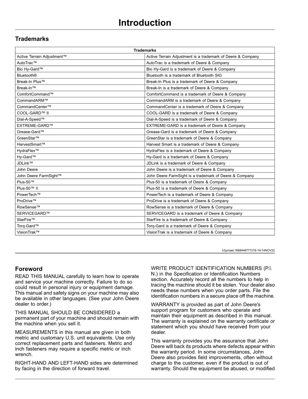 JOHN DEERE S430  S440 COMBINE OPERATOR MANUAL #2