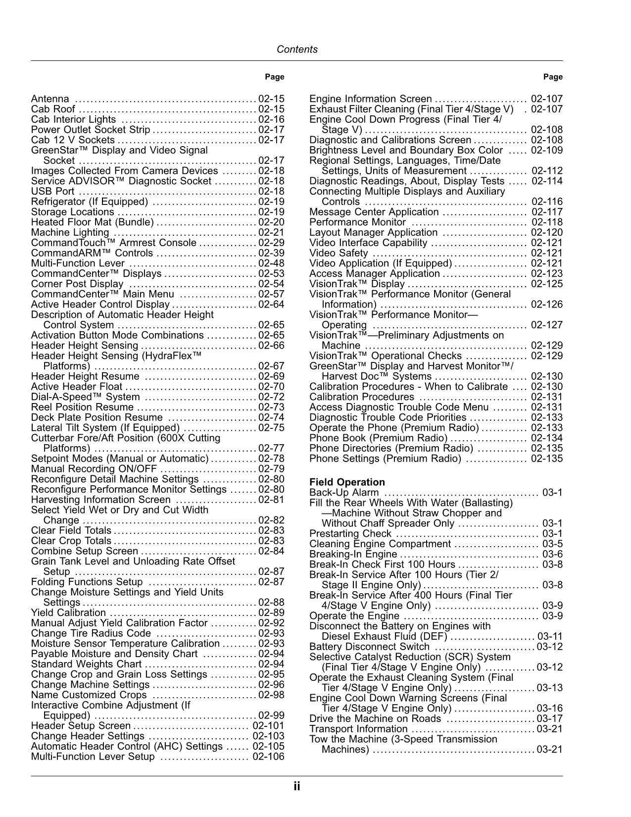 JOHN DEERE T670 MÄHDRESCHER-BETRIEBSHANDBUCH Nordamerika