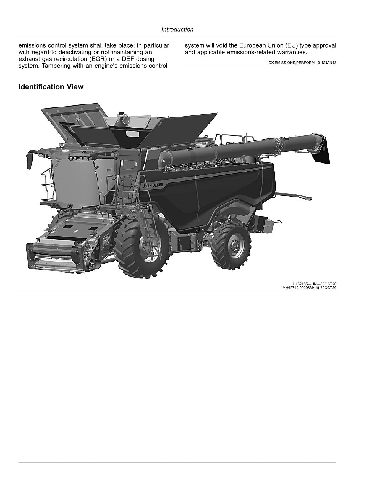 MANUEL D'UTILISATION DE LA MOISSONNEUSE-BATTEUSE JOHN DEERE X9 1000 1100 820001-AMÉRIQUE DU NORD