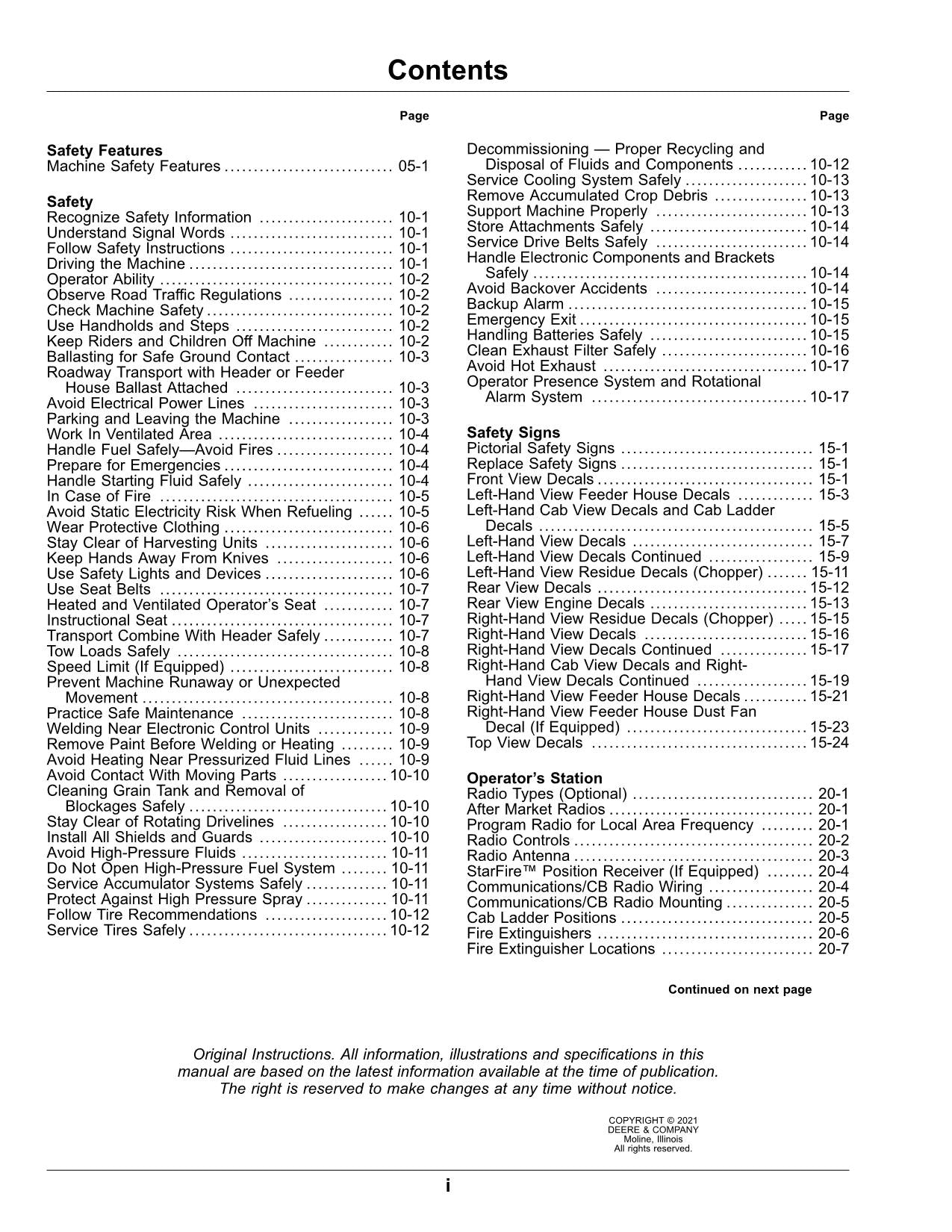 JOHN DEERE X9 1000 1100 MÄHDRESCHER BEDIENUNGSANLEITUNG 820001-EUROPÄISCHE AUSGABE