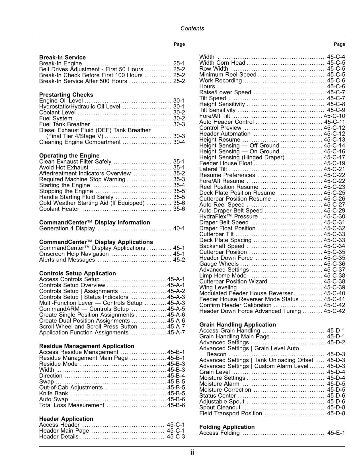 JOHN DEERE OMDXE11749 COMBINE OPERATOR MANUAL