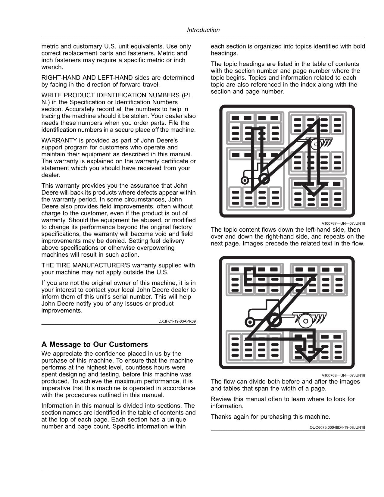 JOHN DEERE X9 1000 X9 1100 COMBINE OPERATORS MANUAL EXPORT EDITION