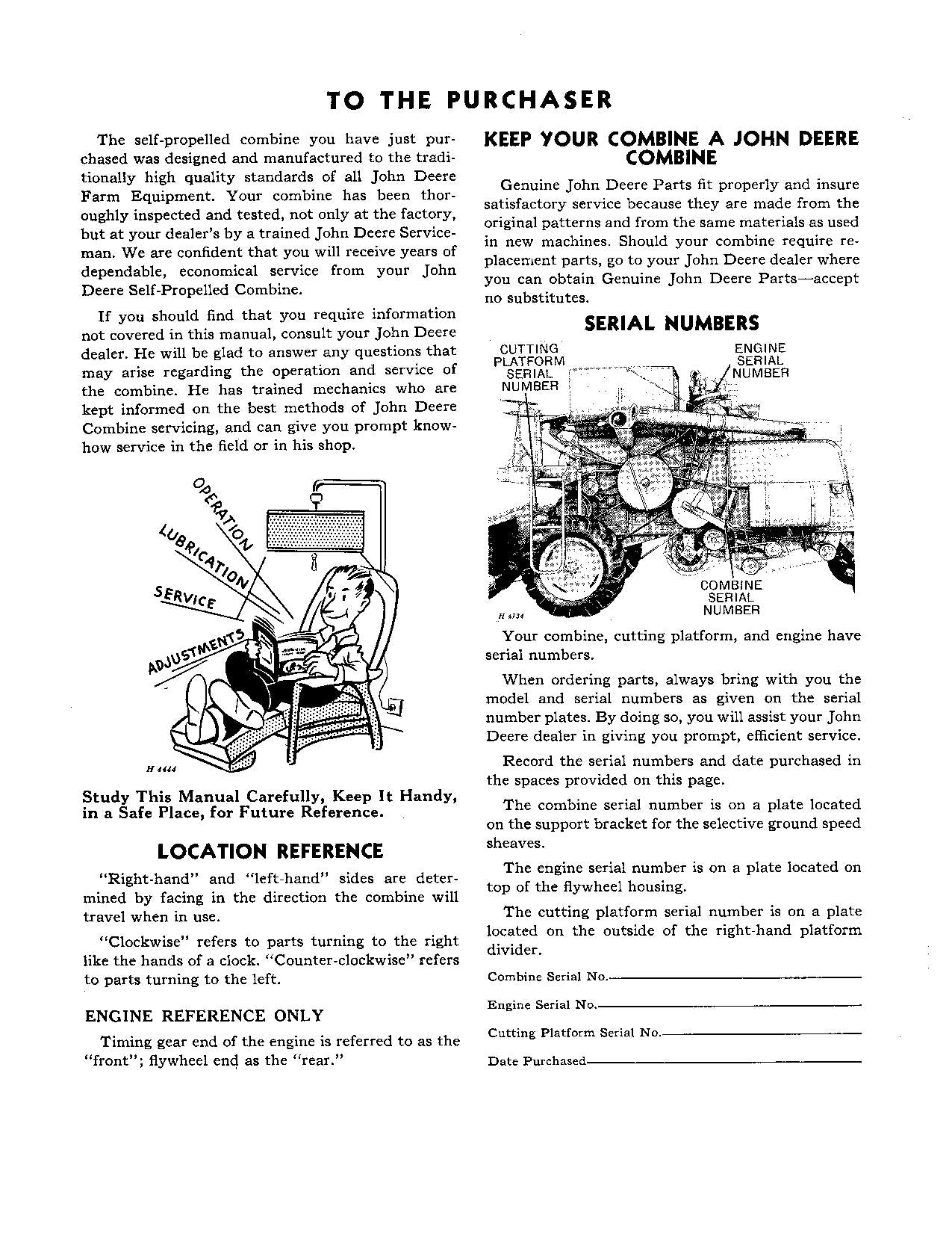 JOHN DEERE 40 COMBINE OPERATOR MANUAL #2