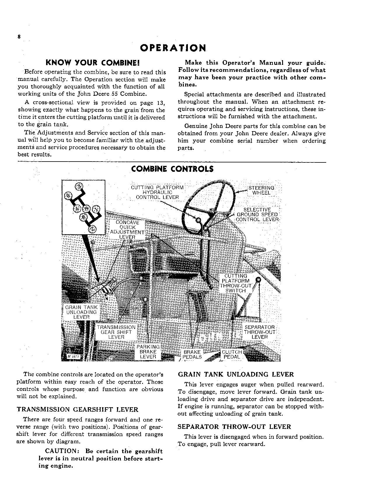 JOHN DEERE 55 MÄHDRESCHER-BETRIEBSHANDBUCH NR. 4