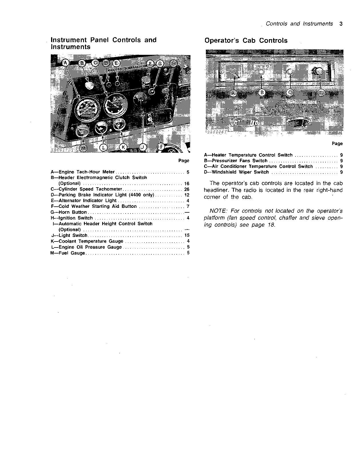 JOHN DEERE 3300 4400 COMBINE OPERATOR MANUAL