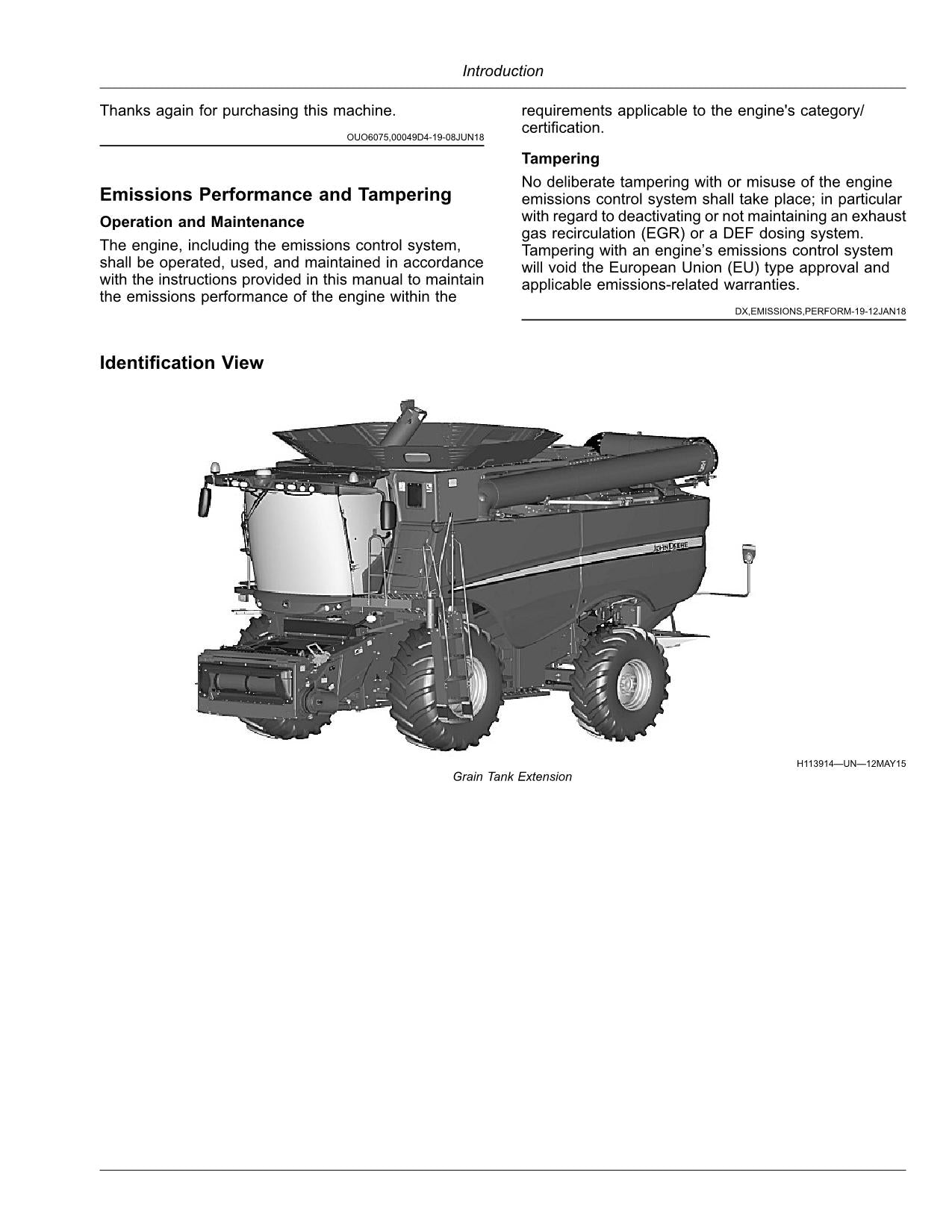 JOHN DEERE S760 S770 S780 S790 MÄHDRESCHER-BETRIEBSHANDBUCH Nr. 6