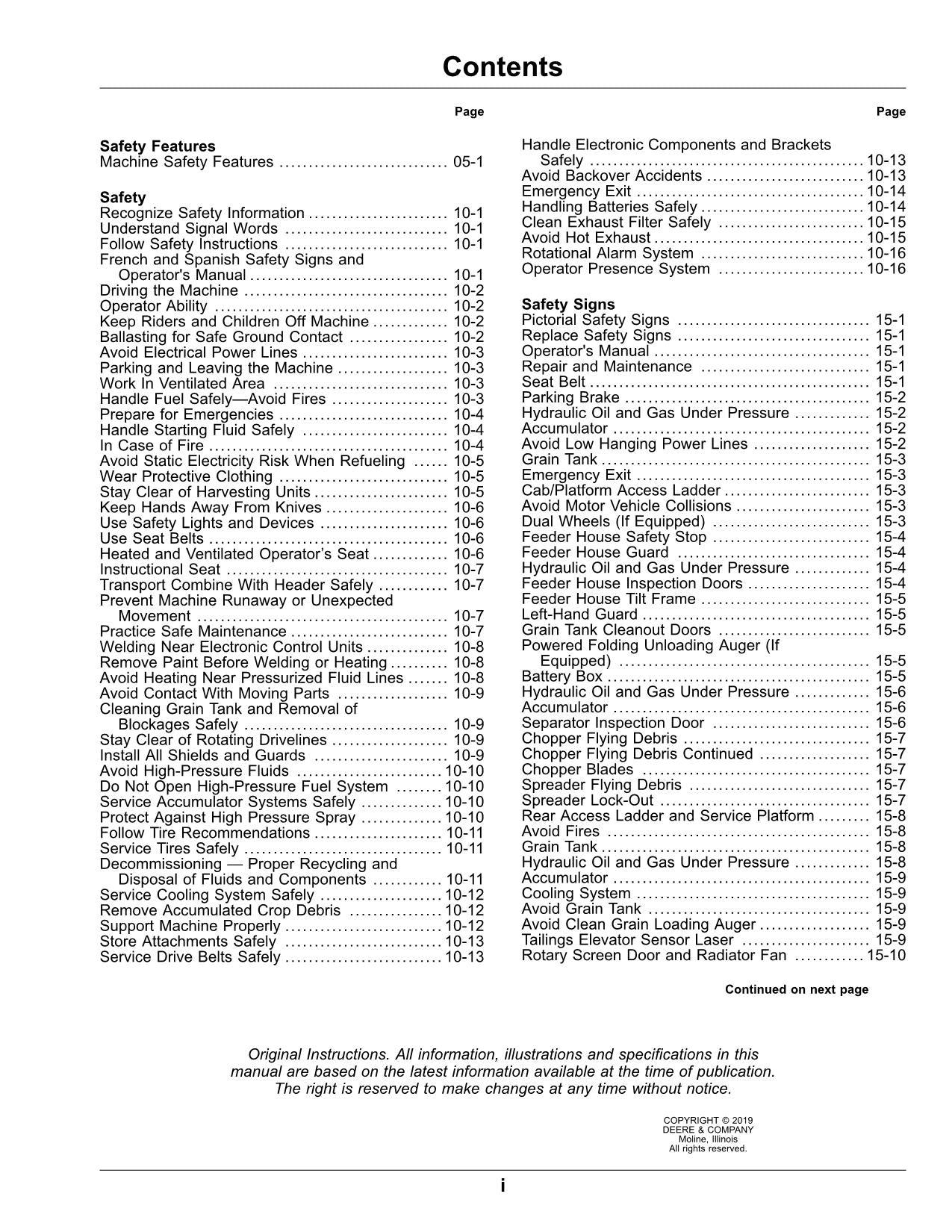 JOHN DEERE S760 S770 S780 S790 MÄHDRESCHER-BETRIEBSHANDBUCH Nr. 6