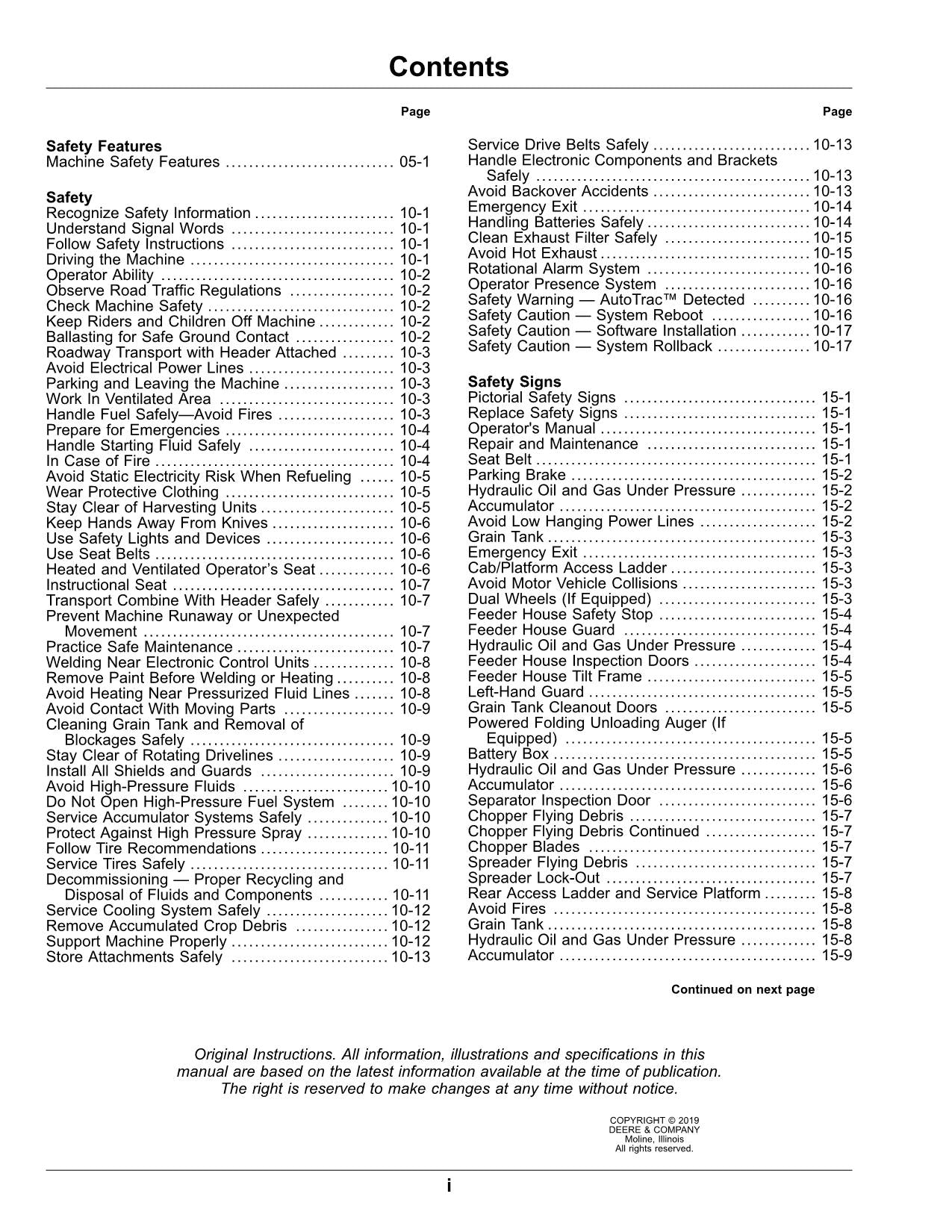 JOHN DEERE S760 S770 S780 S785 S790 COMBINE OPERATOR MANUAL #3