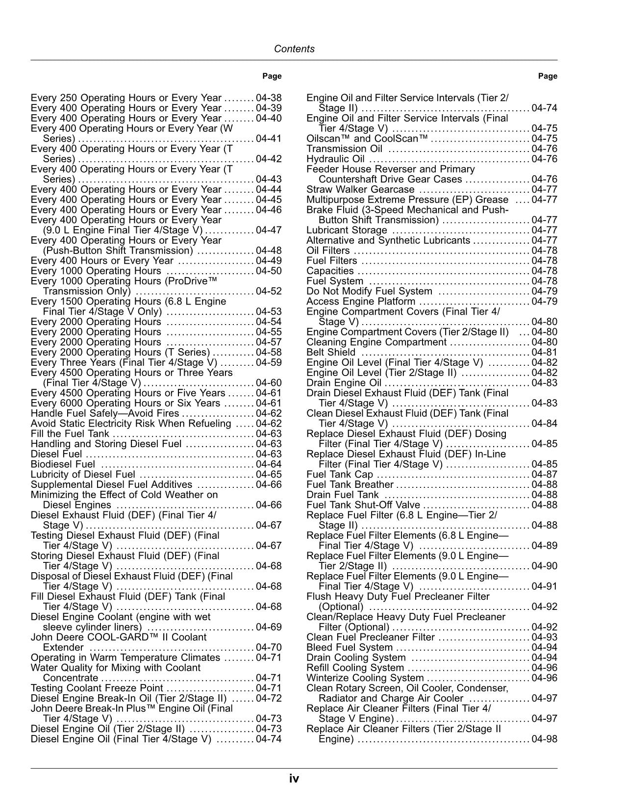 JOHN DEERE W540 W550 W650 W660 T550 T560 COMBINE OPERATOR MANUAL 120000-