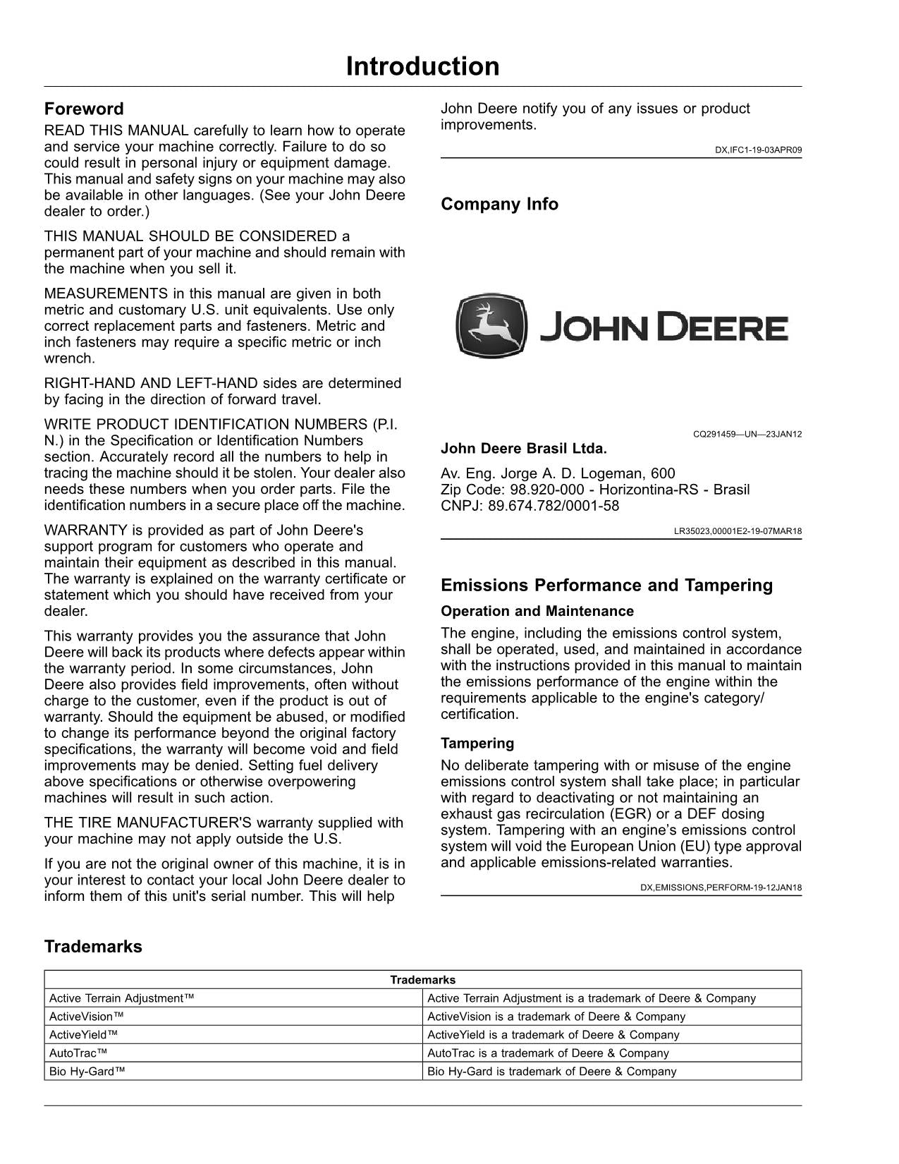 JOHN DEERE S760 S780 S770 MÄHDRESCHER-BETRIEBSHANDBUCH