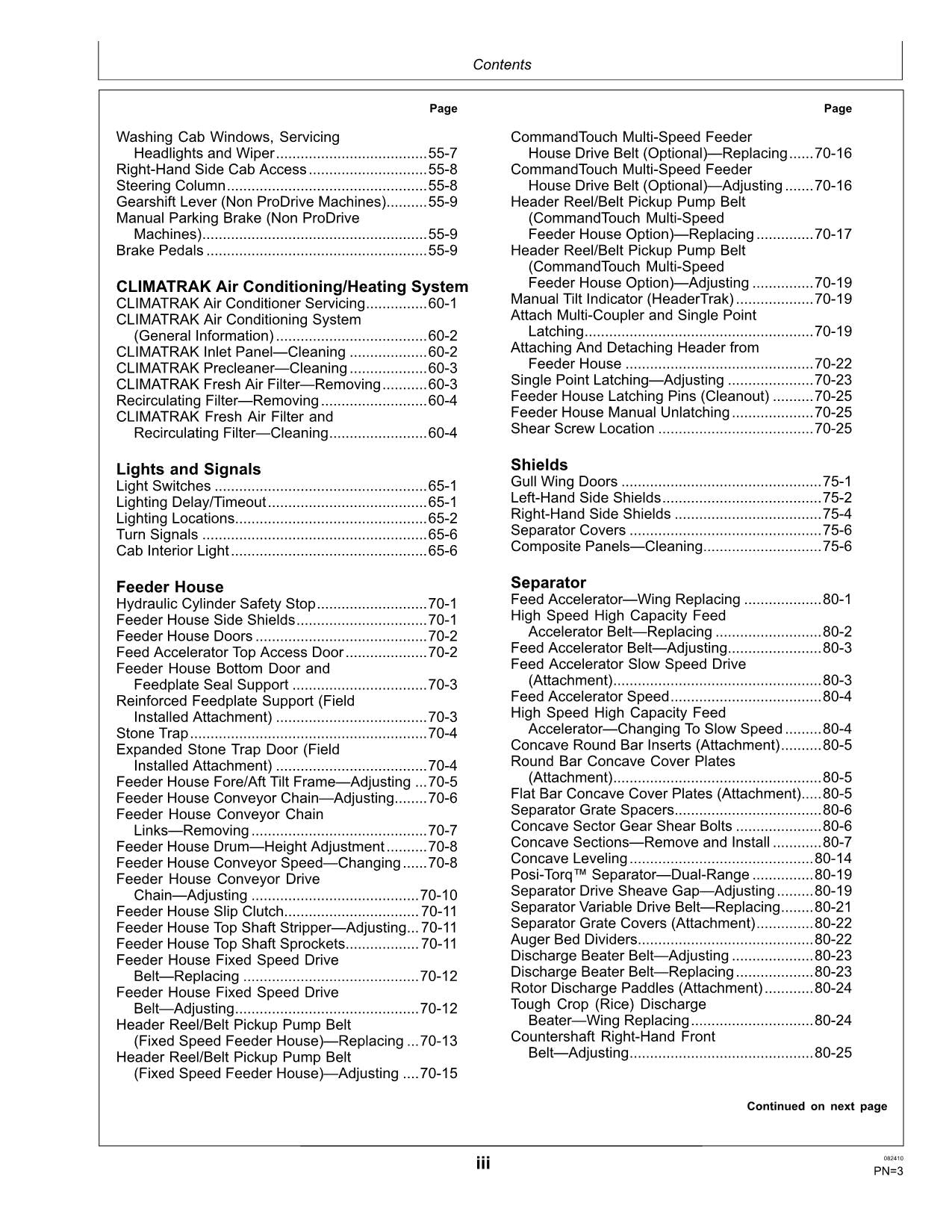 JOHN DEERE S690 MÄHDRESCHER-BETRIEBSHANDBUCH Nr. 6