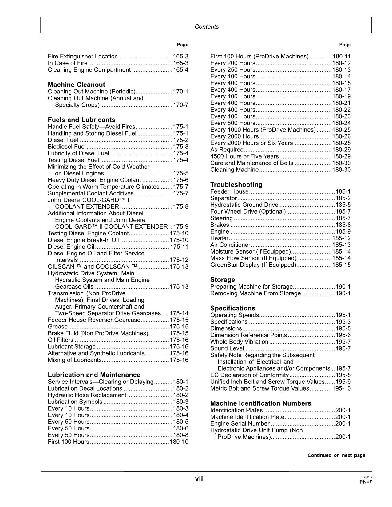 JOHN DEERE S690 MÄHDRESCHER-BETRIEBSHANDBUCH Nr. 6