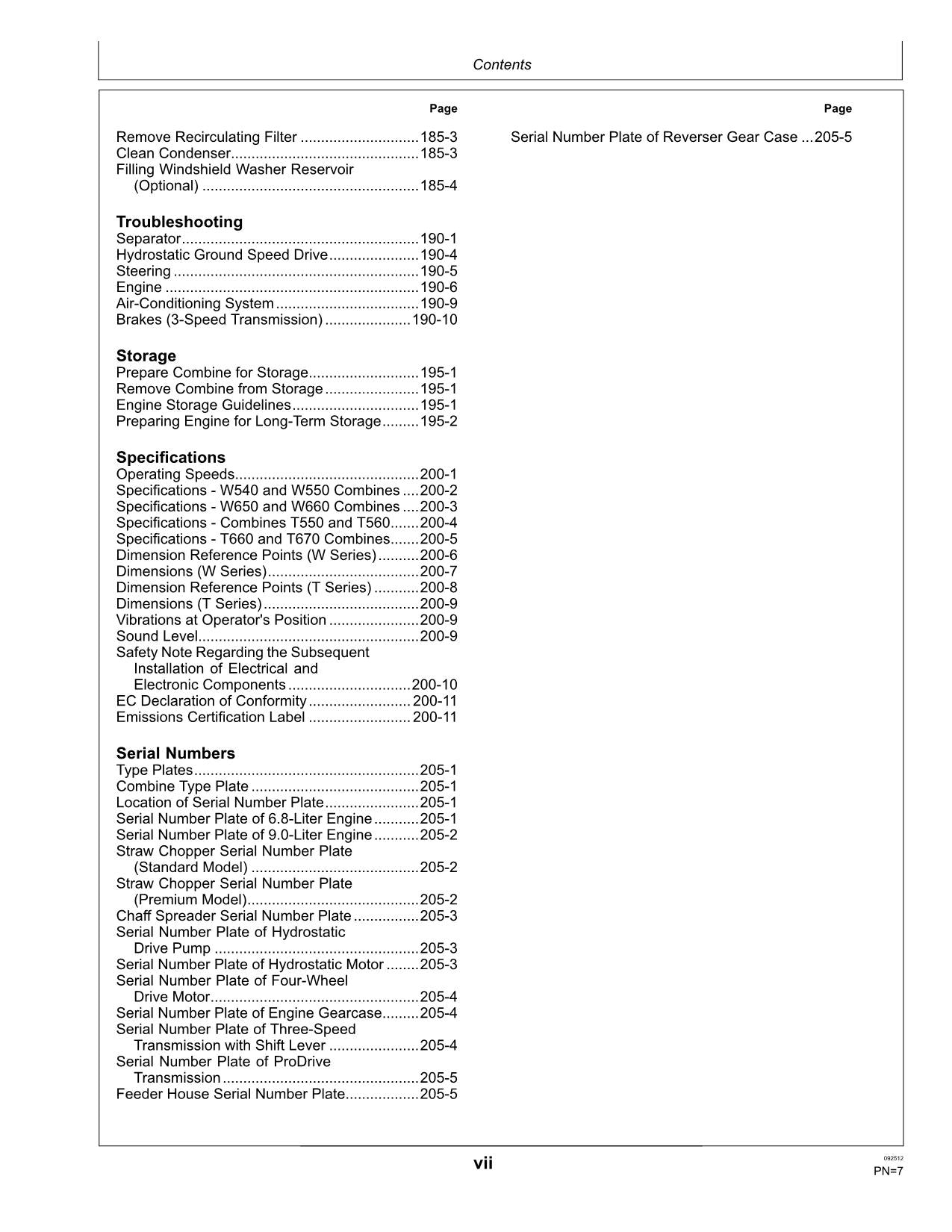 JOHN DEERE W540 W550 W650 W660 T550 COMBINE OPERATOR MANUAL MY2012-MY2013