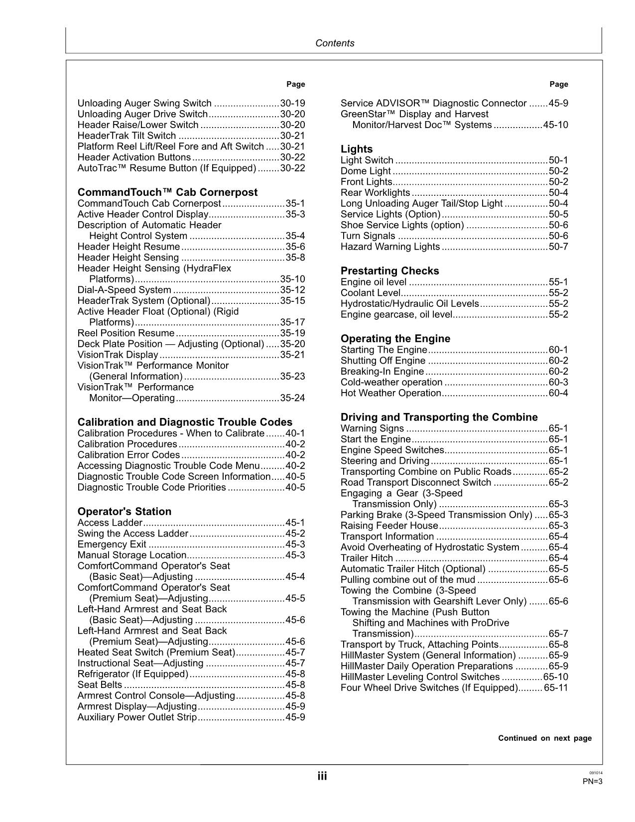 JOHN DEERE W540 W550 T550 T560 T660 T670 MÄHDRESCHER-BETRIEBSHANDBUCH