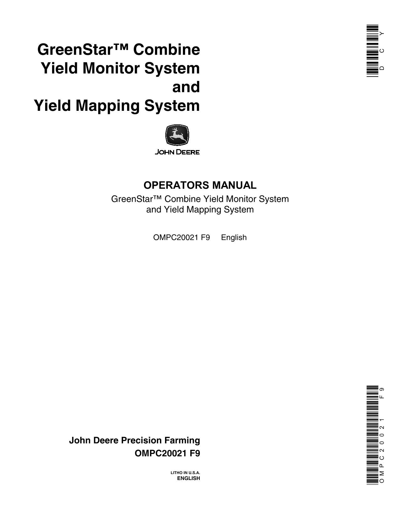 JOHN DEERE AMS GREENSTAR 9550 9450 9650 9750 STS 9650 COMBINE OPERATOR MANUAL