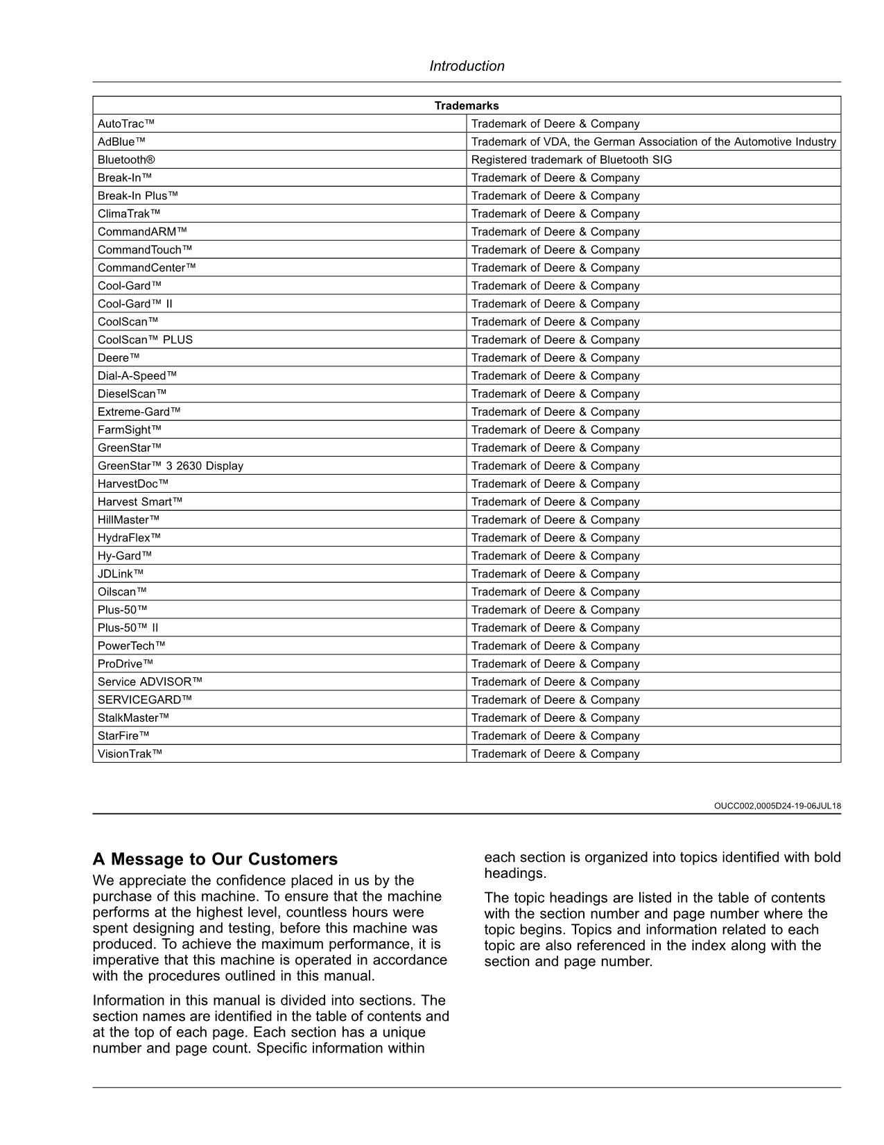 MANUEL D'UTILISATION DE LA MOISSONNEUSE-BATTEUSE JOHN DEERE W540 W550 W650 W660 T550 T560 T660