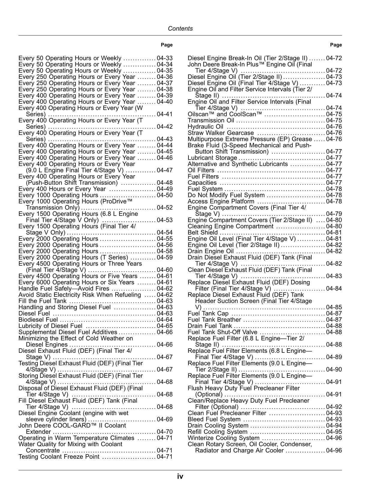 JOHN DEERE W540 W550 W650 W660 T550 T560 T660 COMBINE OPERATOR MANUAL