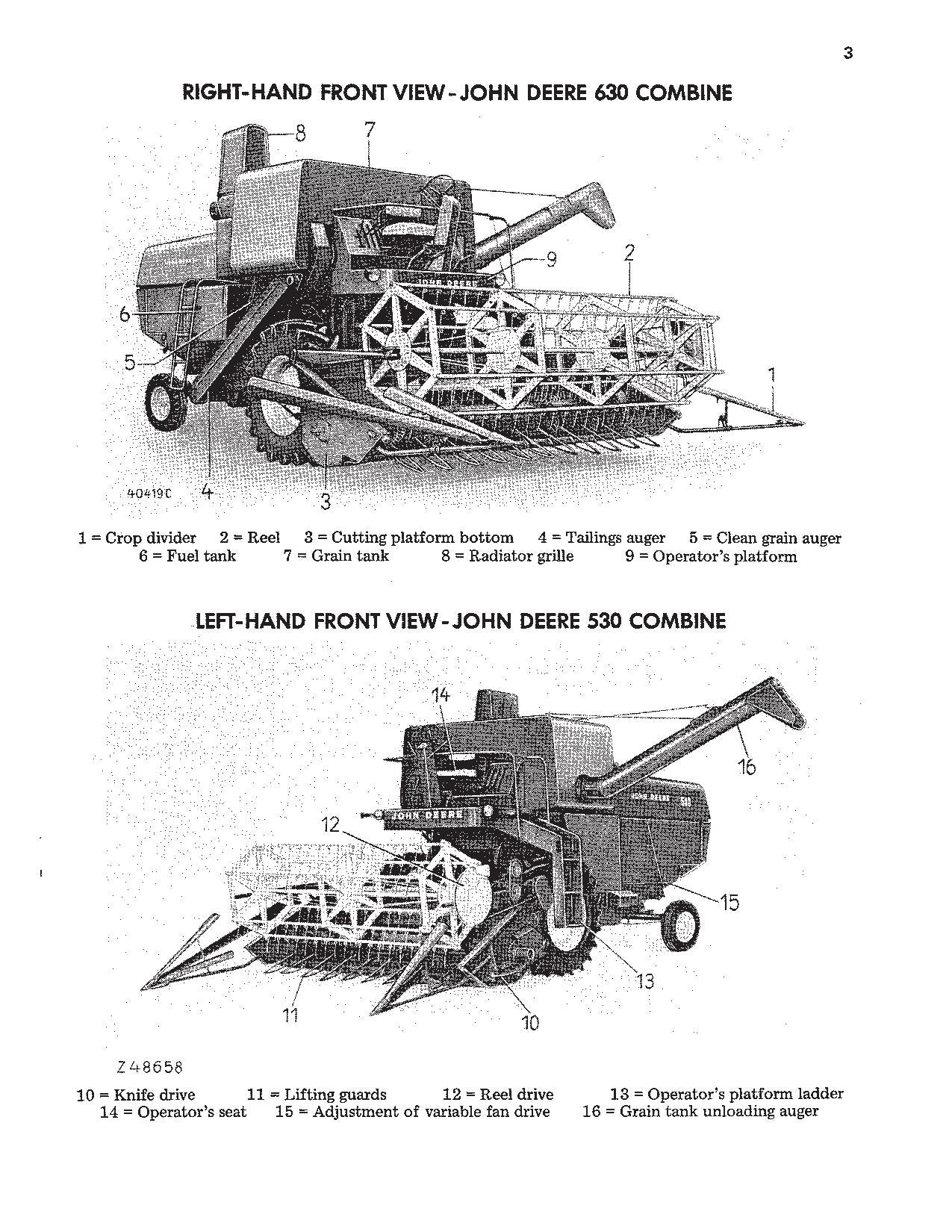 JOHN DEERE 53 630 730 COMBINE OPERATOR MANUAL