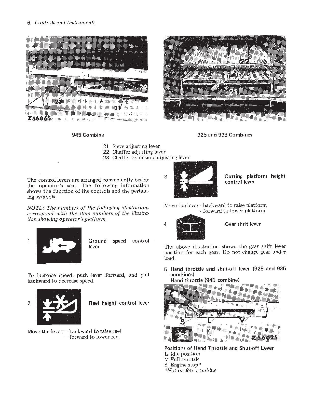 JOHN DEERE 925, 935, 945 COMBINE OPERATOR MANUAL #1