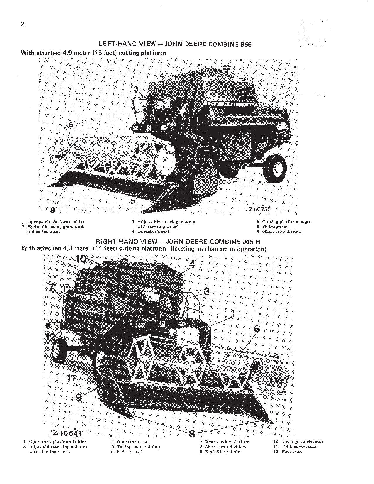 MANUEL D'UTILISATION DE LA MOISSONNEUSE-BATTEUSE JOHN DEERE 965 965H 975 985 OMZ91181