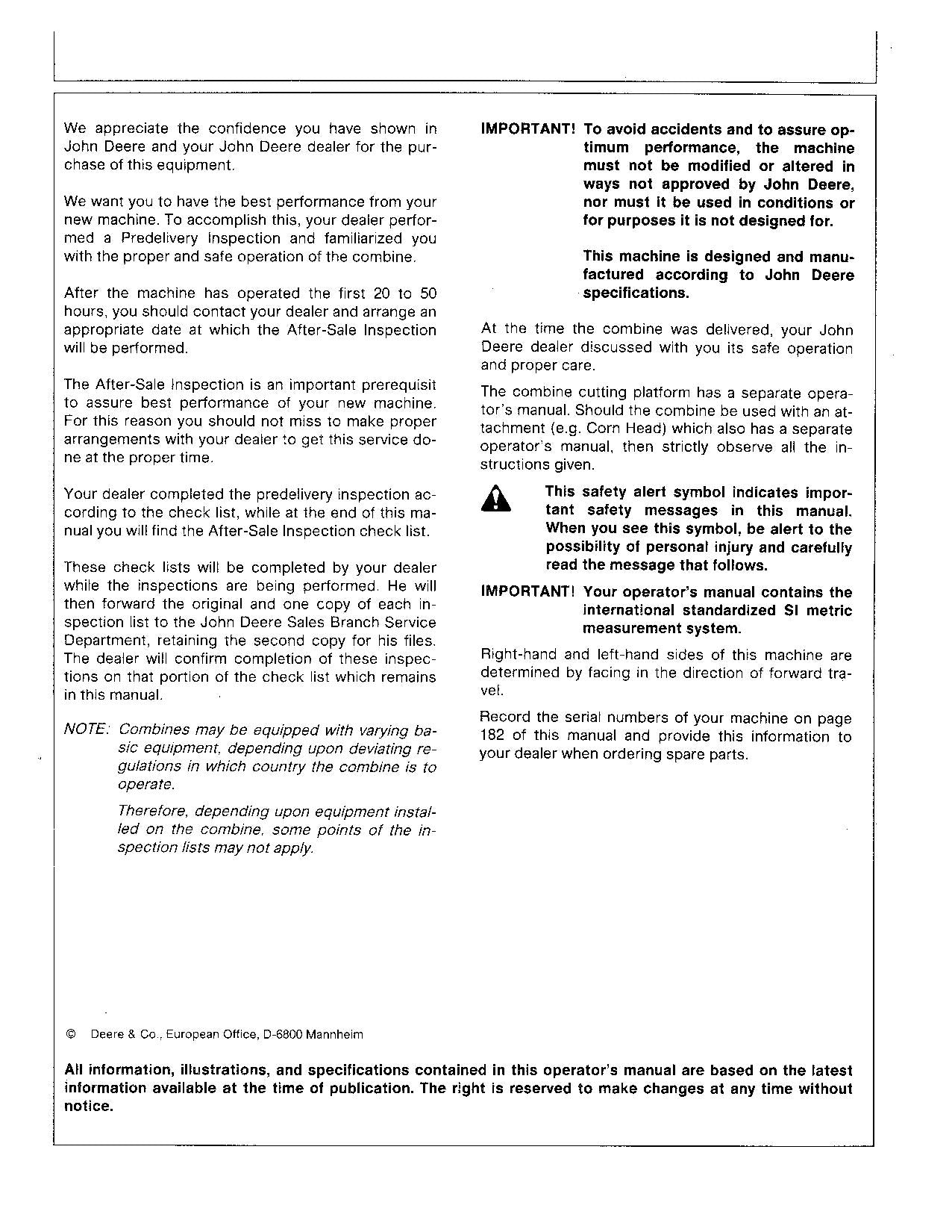 JOHN DEERE 1068H MÄHDRESCHER-BETRIEBSHANDBUCH