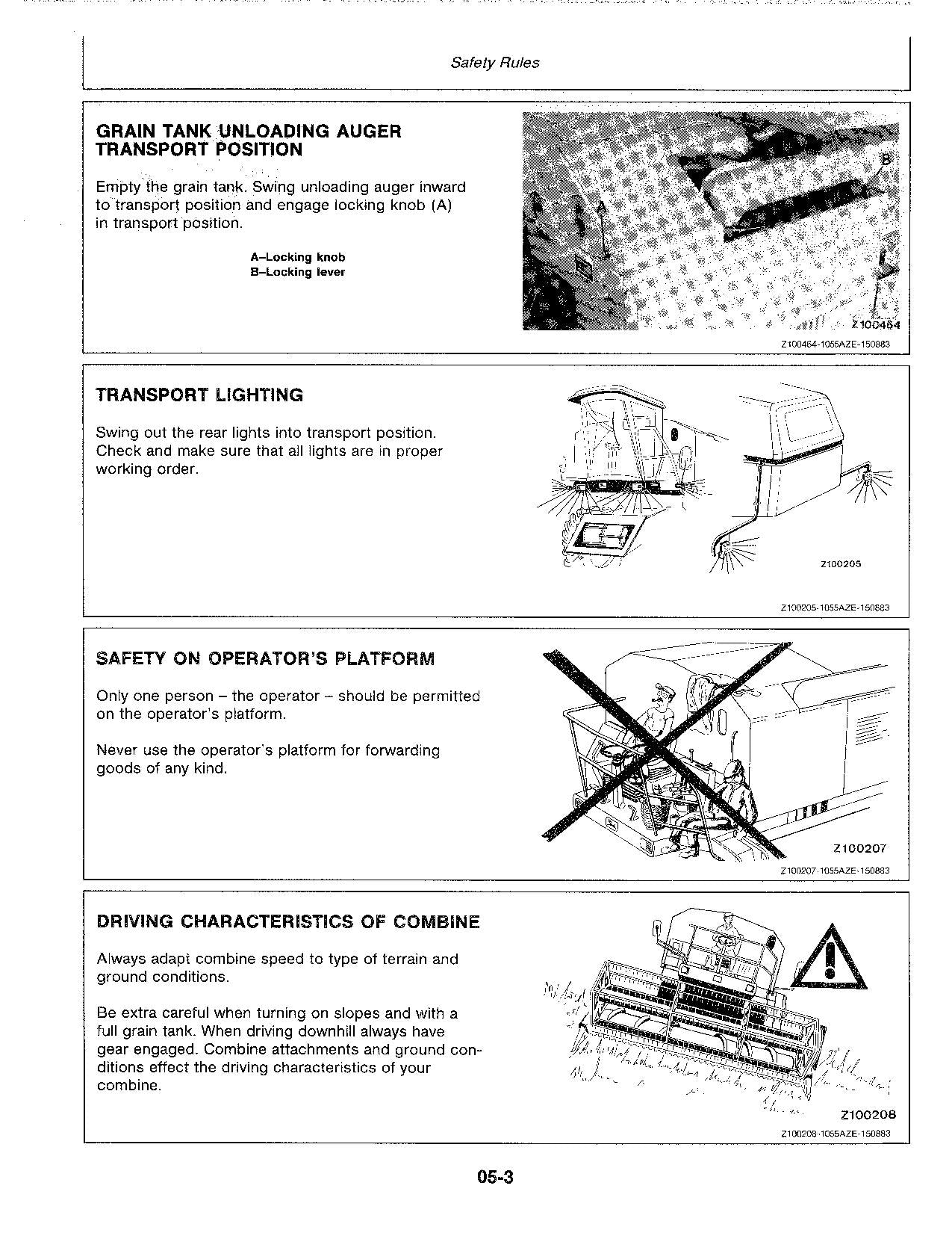 JOHN DEERE 1055 COMBINE OPERATOR MANUAL #1