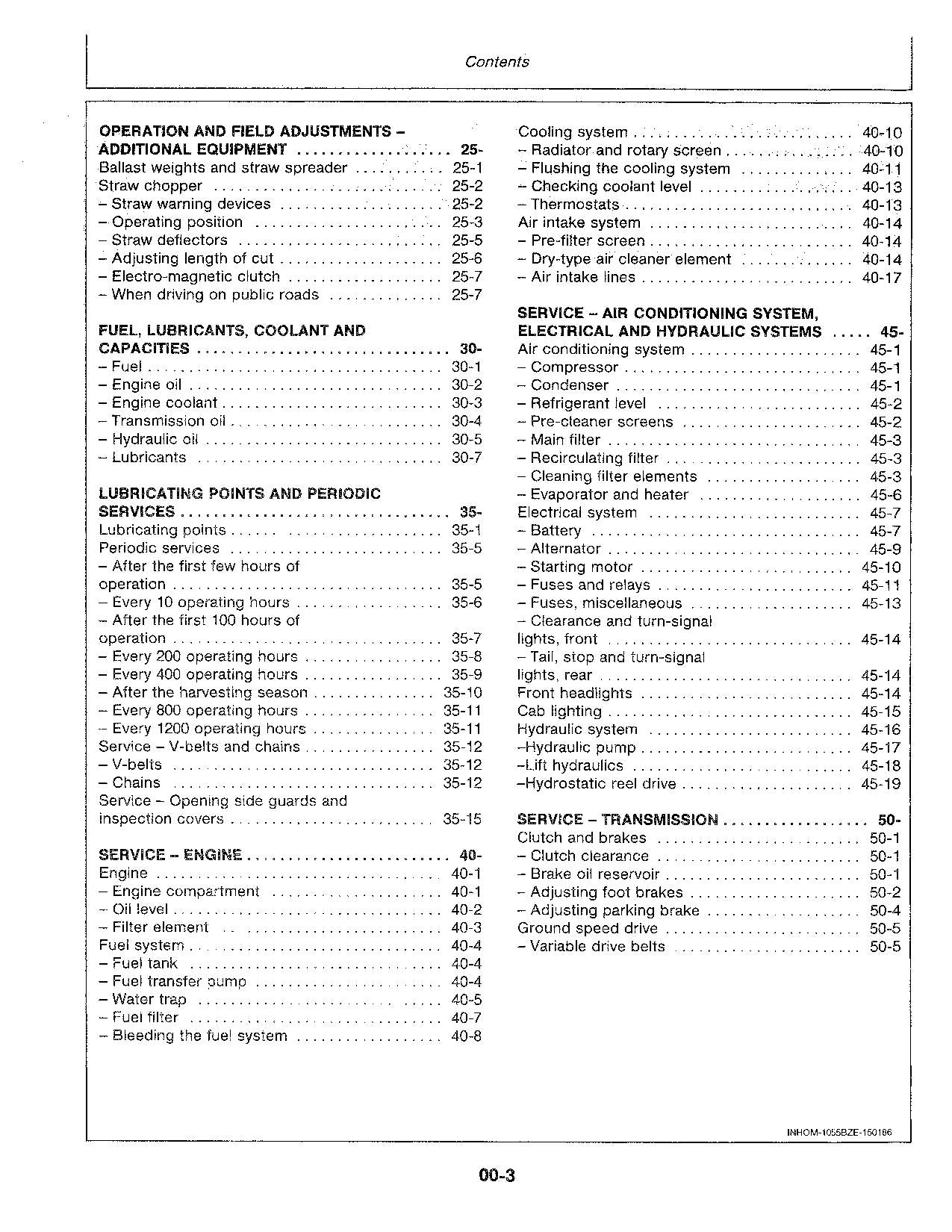 JOHN DEERE 1055 COMBINE OPERATOR MANUAL #1