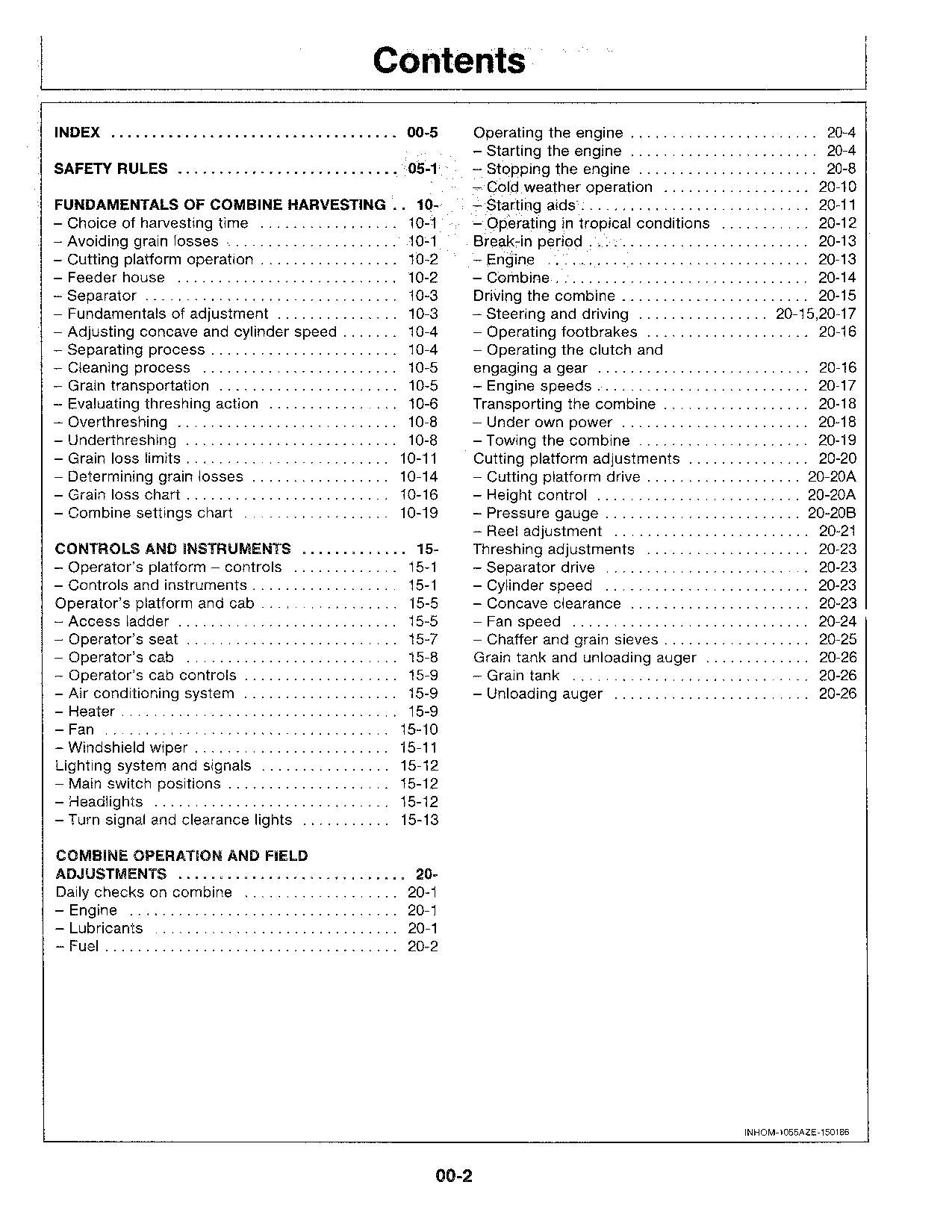 JOHN DEERE 1055 COMBINE OPERATOR MANUAL #1