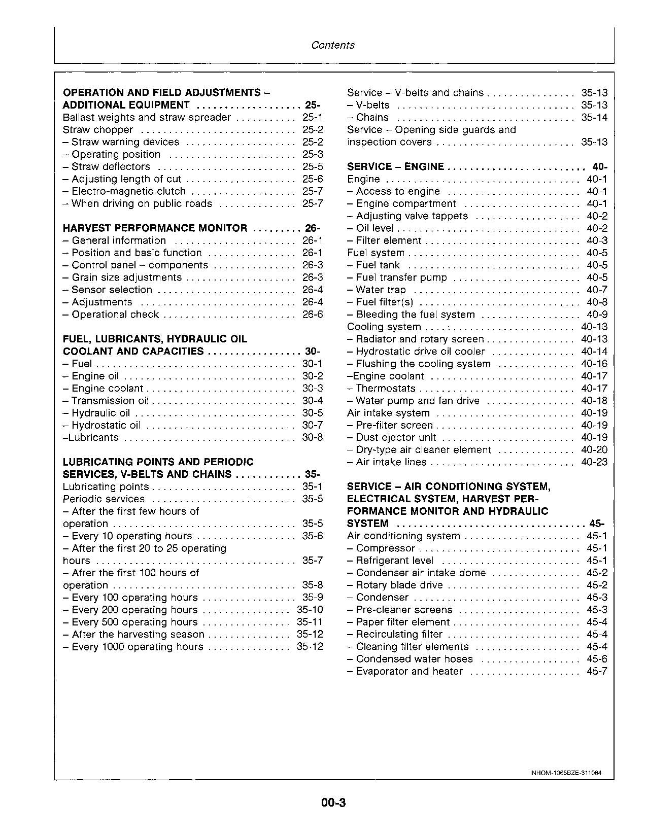 JOHN DEERE 1065 1075 1085 Hydro4 MÄHDRESCHER-BETRIEBSHANDBUCH