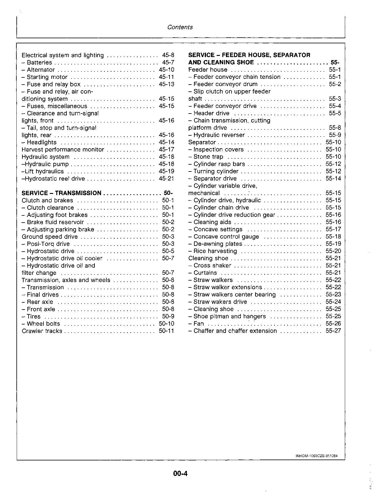 JOHN DEERE 1065 1075 1085 Hydro4 COMBINE OPERATOR MANUAL