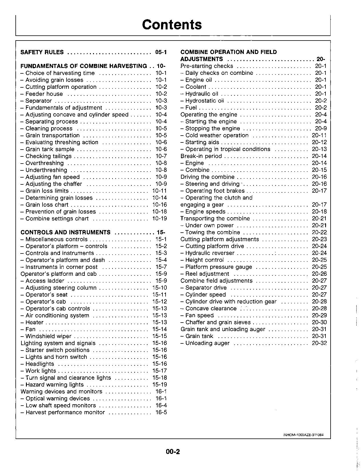 JOHN DEERE 1065 1075 1085 Hydro4 MÄHDRESCHER-BETRIEBSHANDBUCH