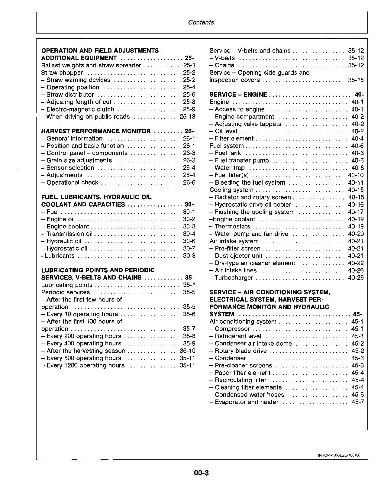 MANUEL D'UTILISATION DE LA MOISSONNEUSE-BATTEUSE JOHN DEERE 1065 1075 1075 Hyrdo4 1085 Hydro4