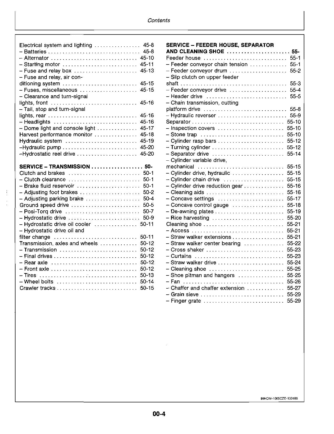 MANUEL D'UTILISATION DE LA MOISSONNEUSE-BATTEUSE JOHN DEERE 1065 1075 1075 Hyrdo4 1085 Hydro4