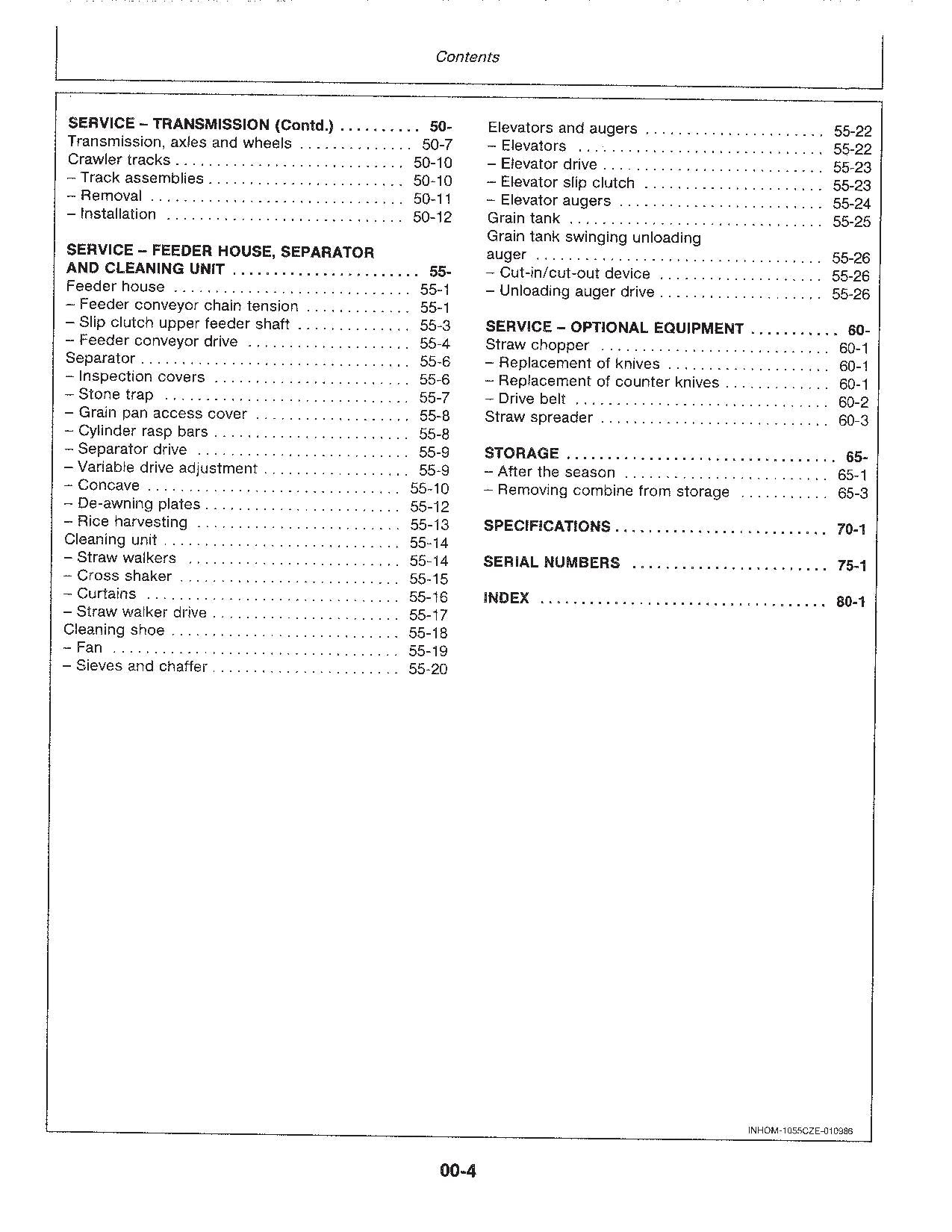 JOHN DEERE 1055 MÄHDRESCHER-BETRIEBSHANDBUCH NR. 2