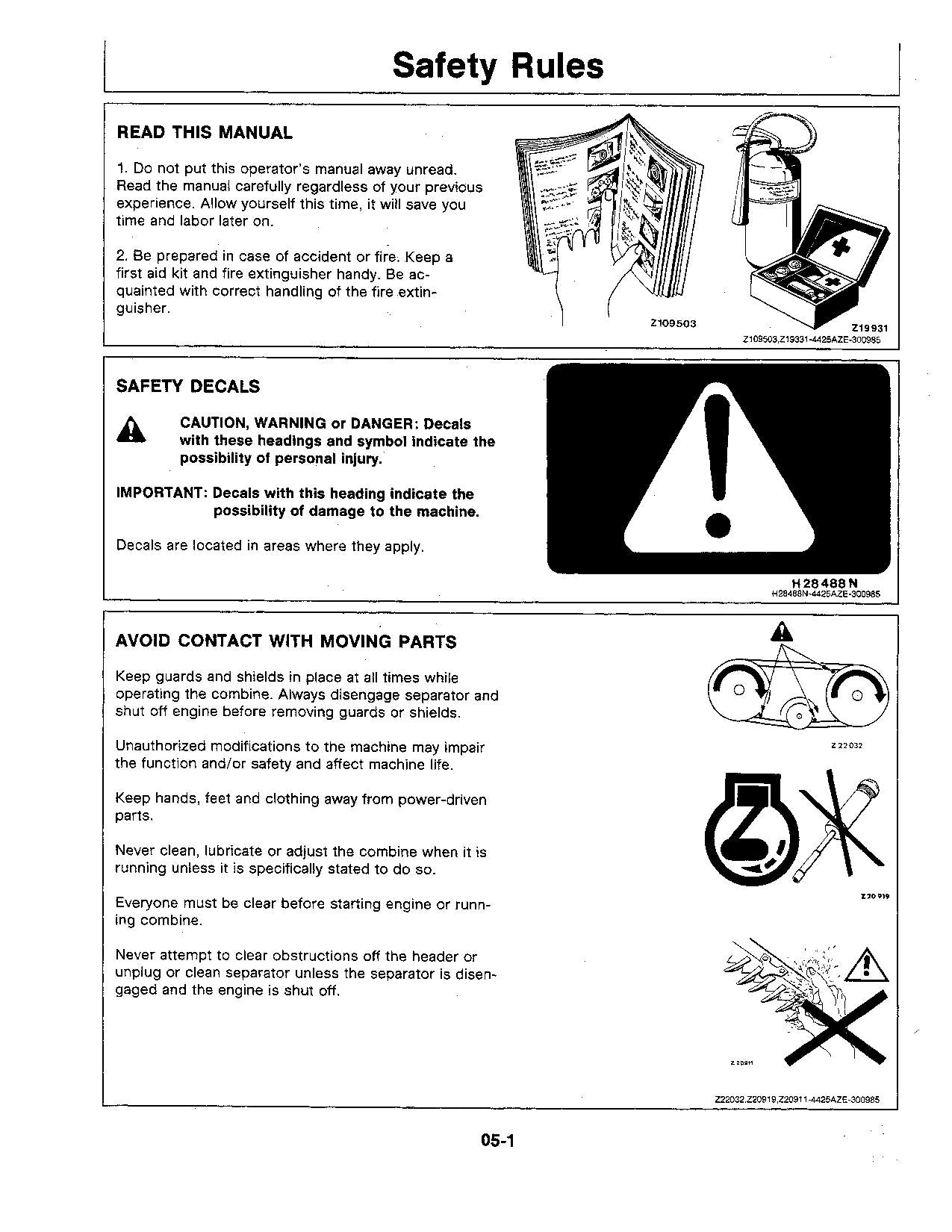 JOHN DEERE 4425 COMBINE OPERATOR MANUAL #2