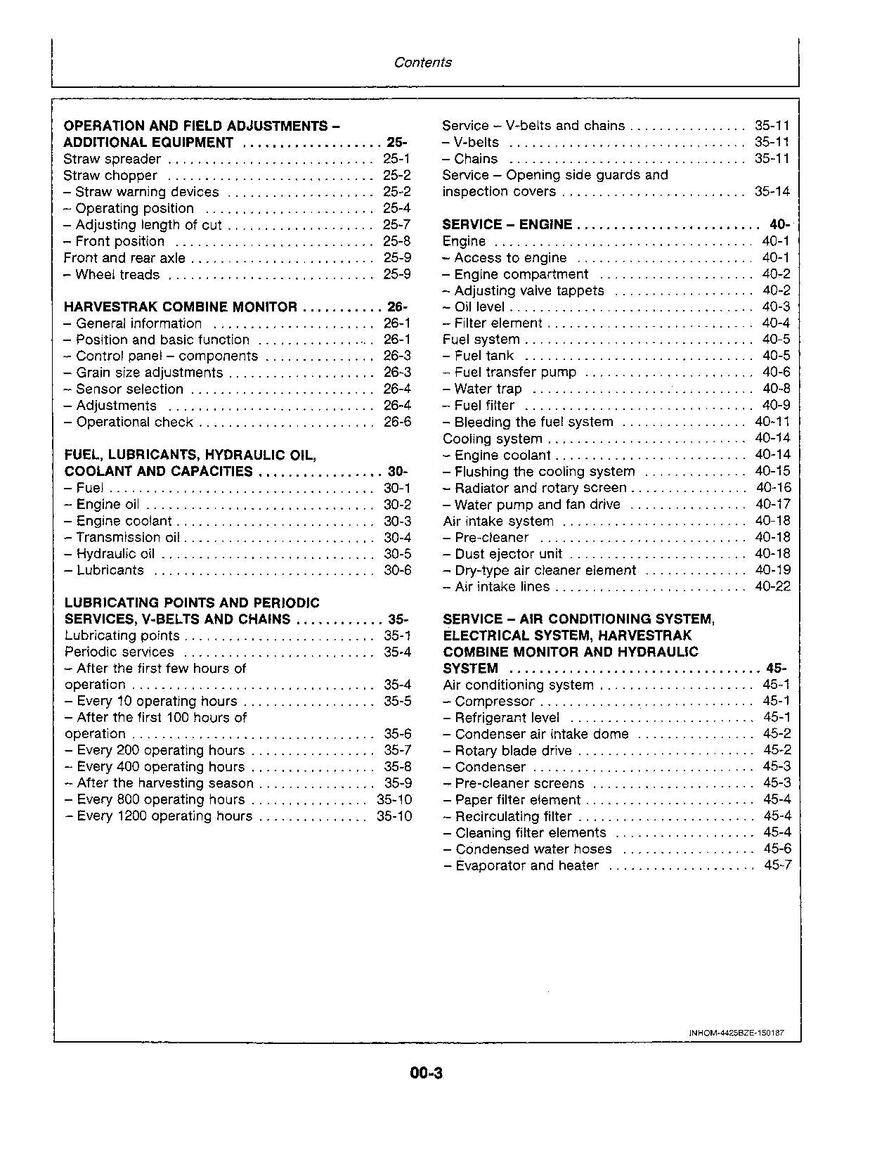 JOHN DEERE 4425 COMBINE OPERATOR MANUAL #2