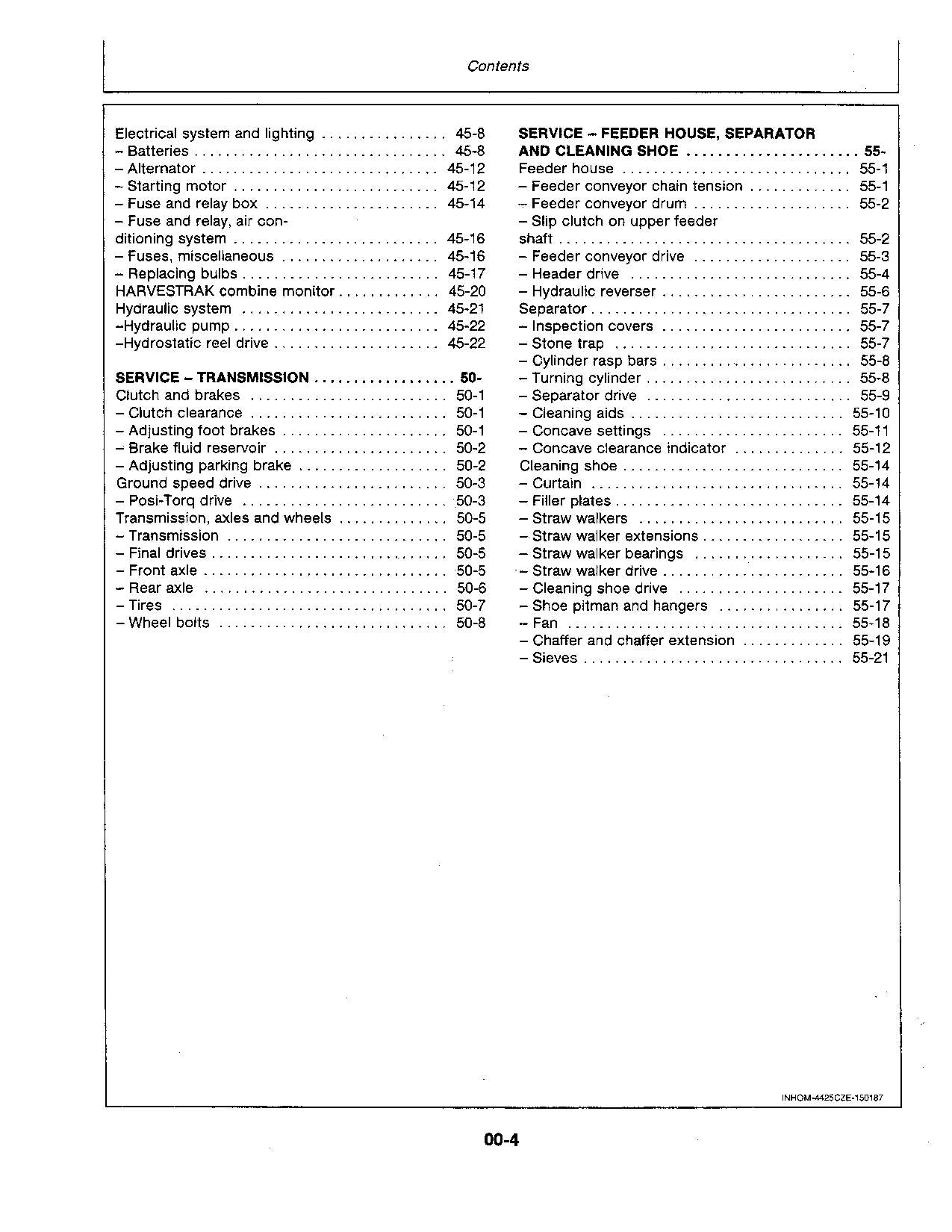 JOHN DEERE 4425 MÄHDRESCHER-BETRIEBSHANDBUCH Nr. 2