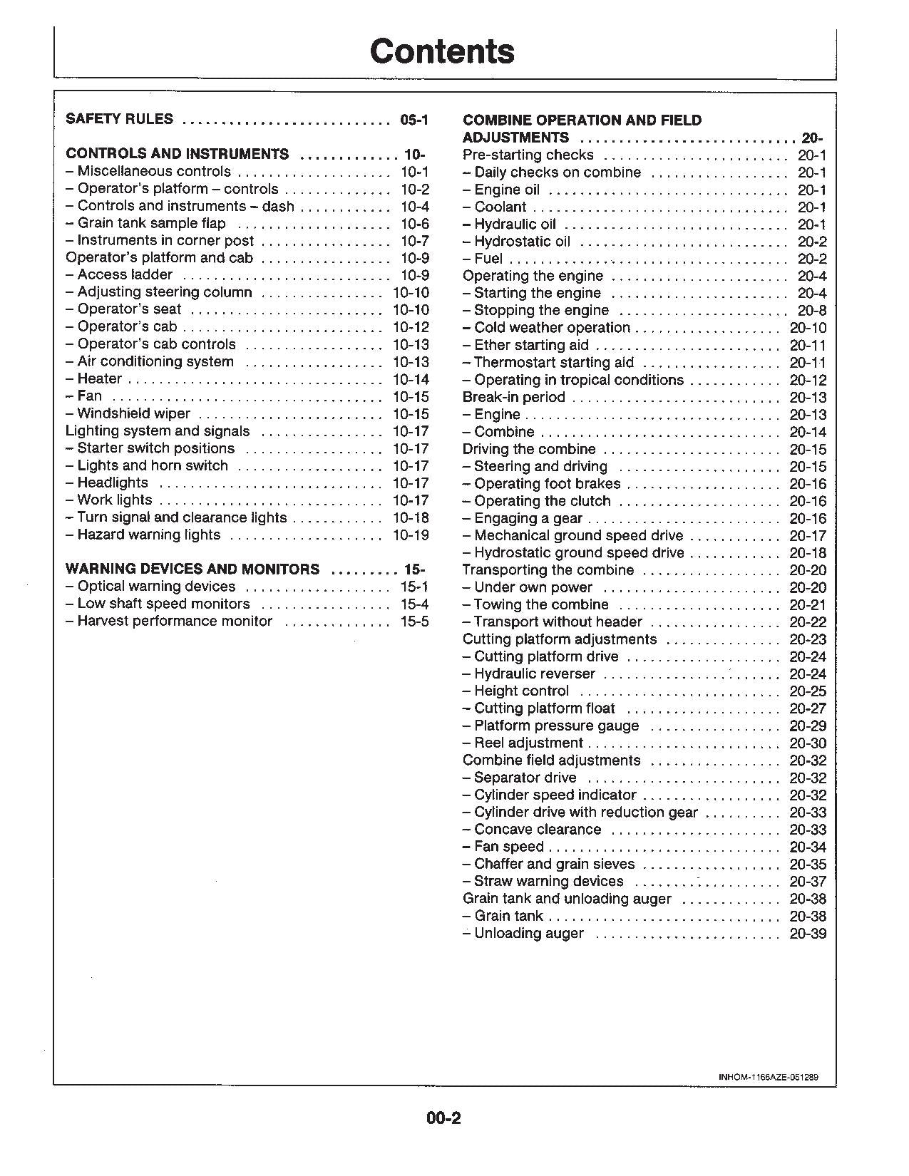 MANUEL D'UTILISATION DE LA MOISSONNEUSE-BATTEUSE JOHN DEERE 1166 1174 1177 1177 Hydro/4 1188 1188H