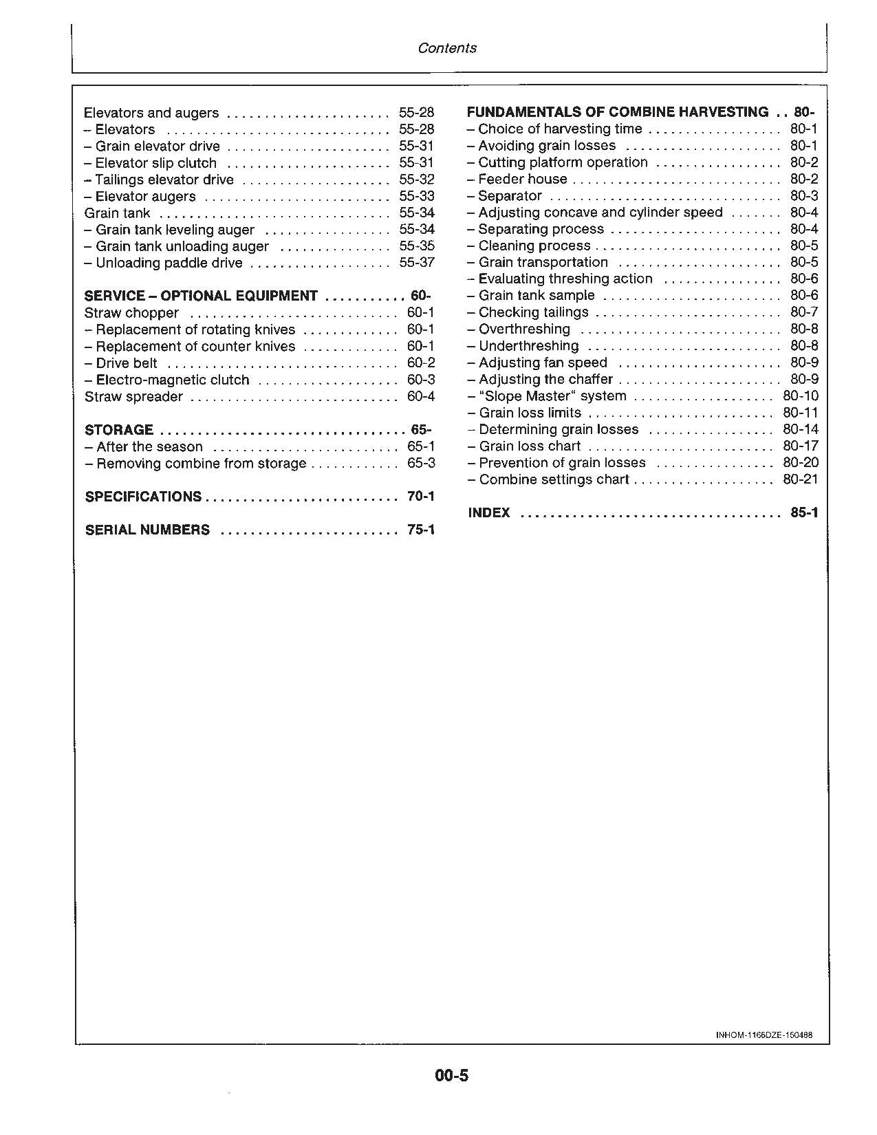 JOHN DEERE 1166 1174 1177 1177 Hydro/4 1188 1188H COMBINE OPERATOR MANUAL