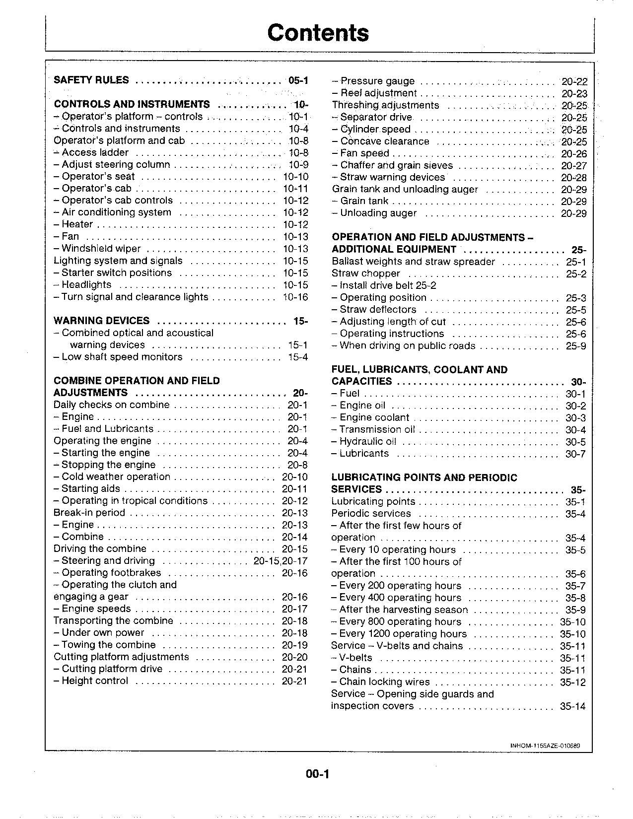 JOHN DEERE 1155 1157 1158 MÄHDRESCHER-BETRIEBSHANDBUCH